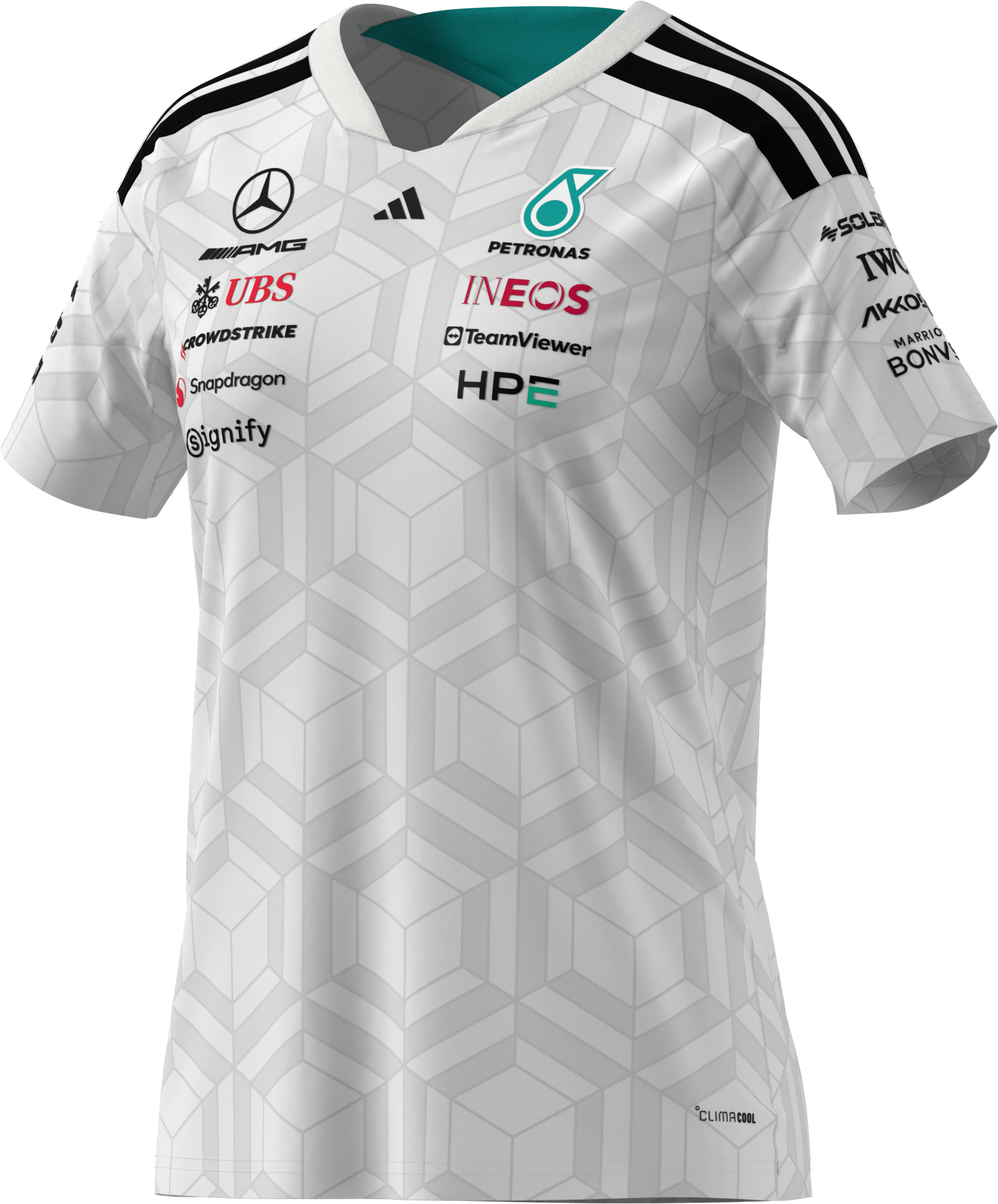 T-shirt damski, Kierowca, Mercedes-AMG F1 - biały, L