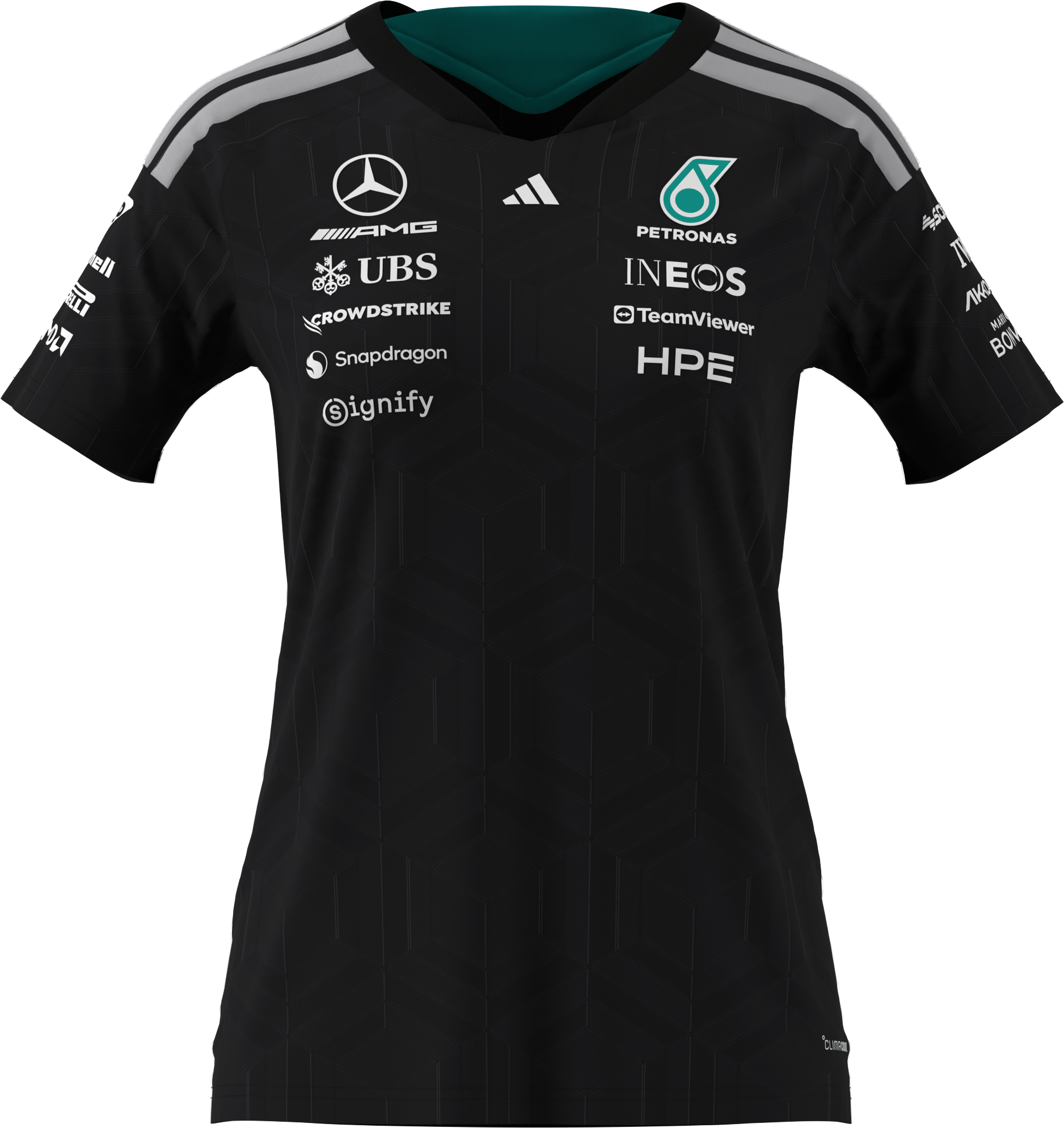 T-shirt damski, Kierowca, Mercedes-AMG F1 - czerń, L