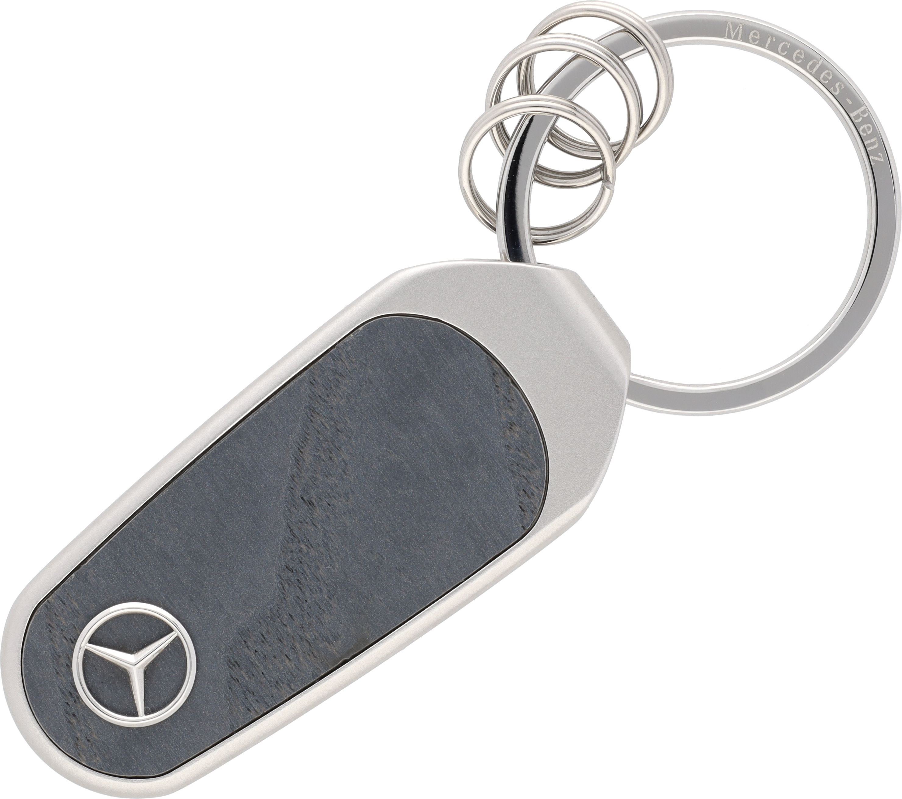 Schlüsselanhänger, Zierteil - silberfarben / anthrazit, Edelstahl / Holz