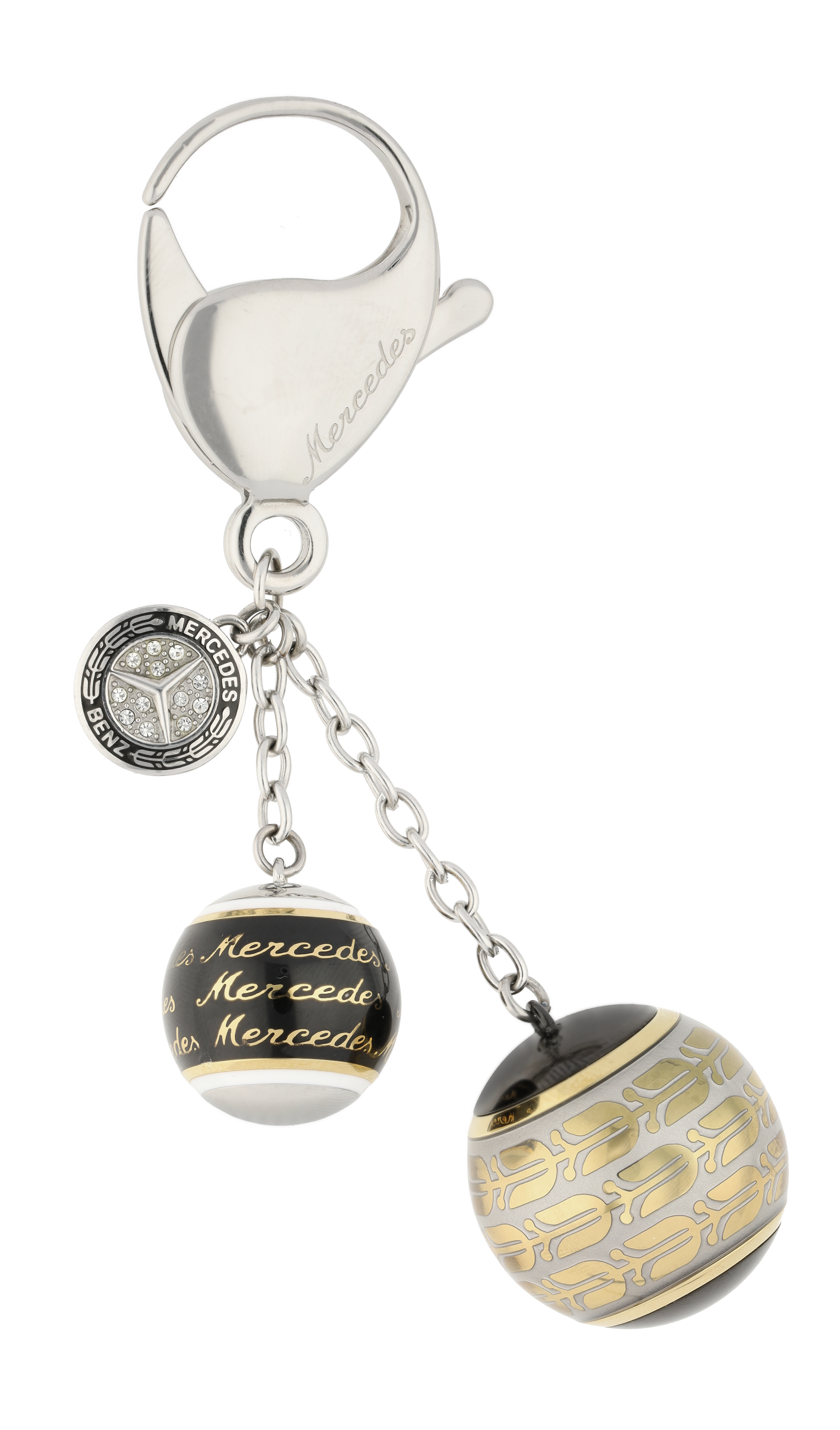 Schlüsselanhänger, Classic - silberfarben / goldfarben / schwarz, Edelstahl