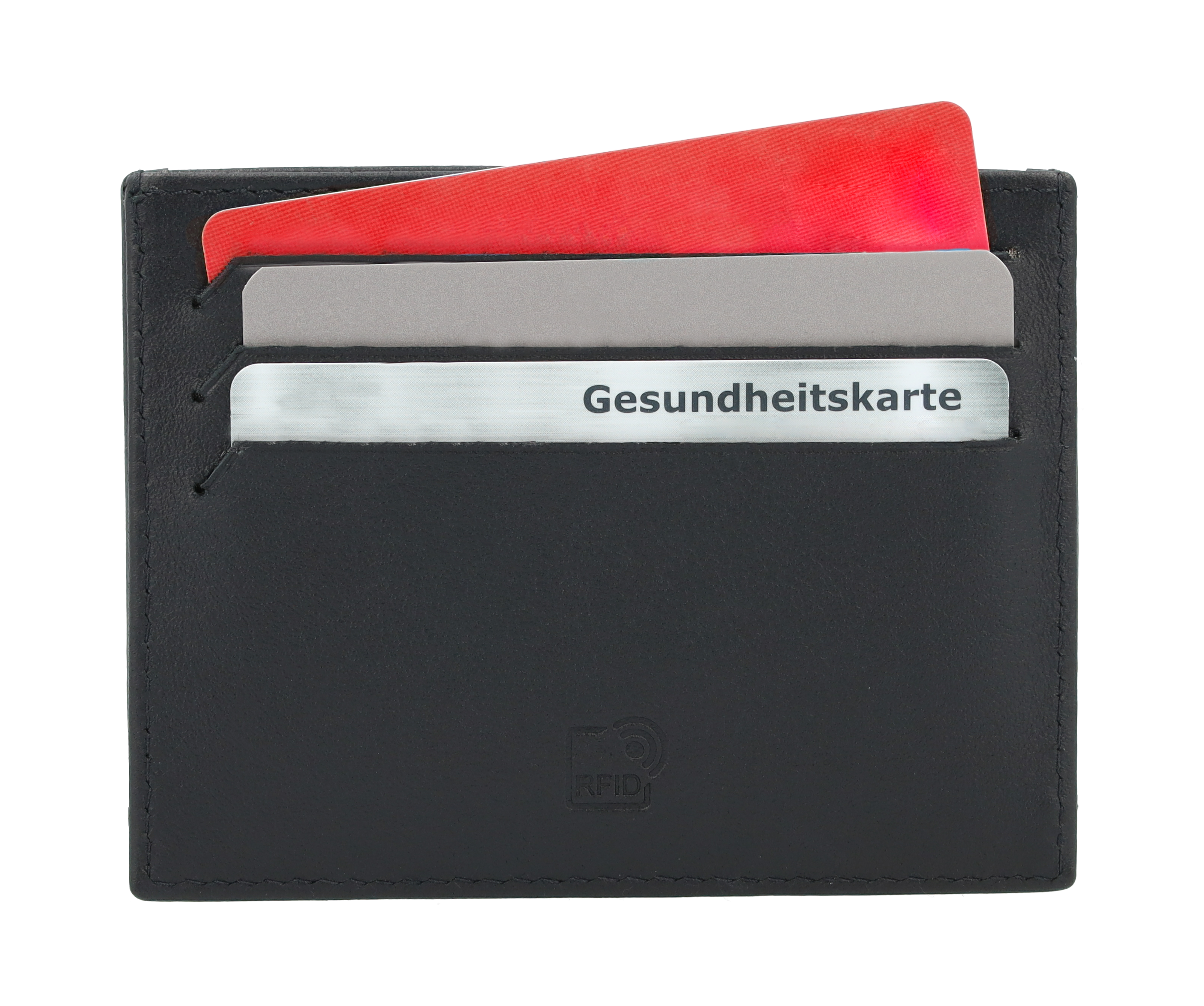 AMG Kreditkartenetui - schwarz, Rindleder / Nylon