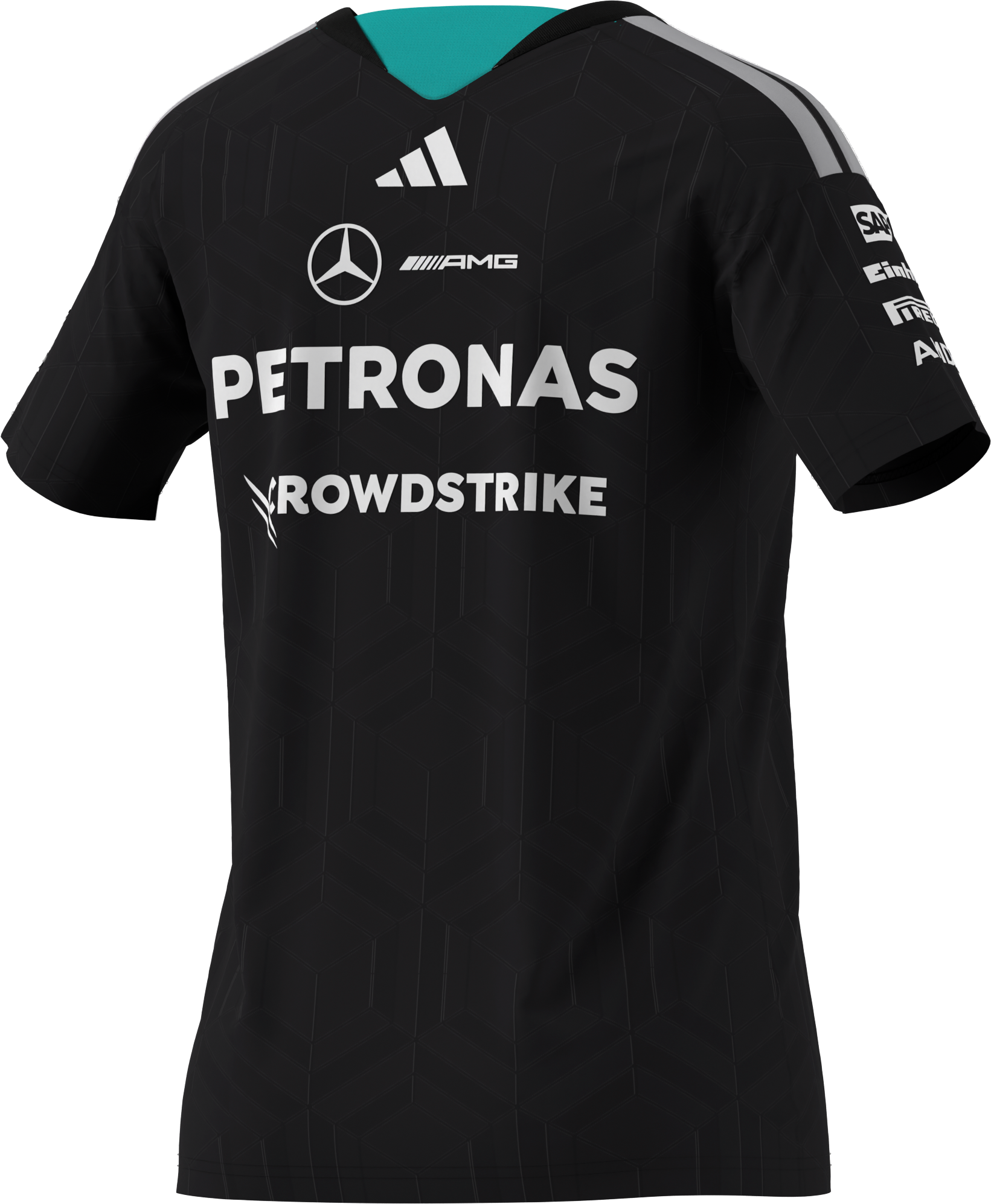 T-shirt damski, Kierowca, Mercedes-AMG F1 - czerń, L