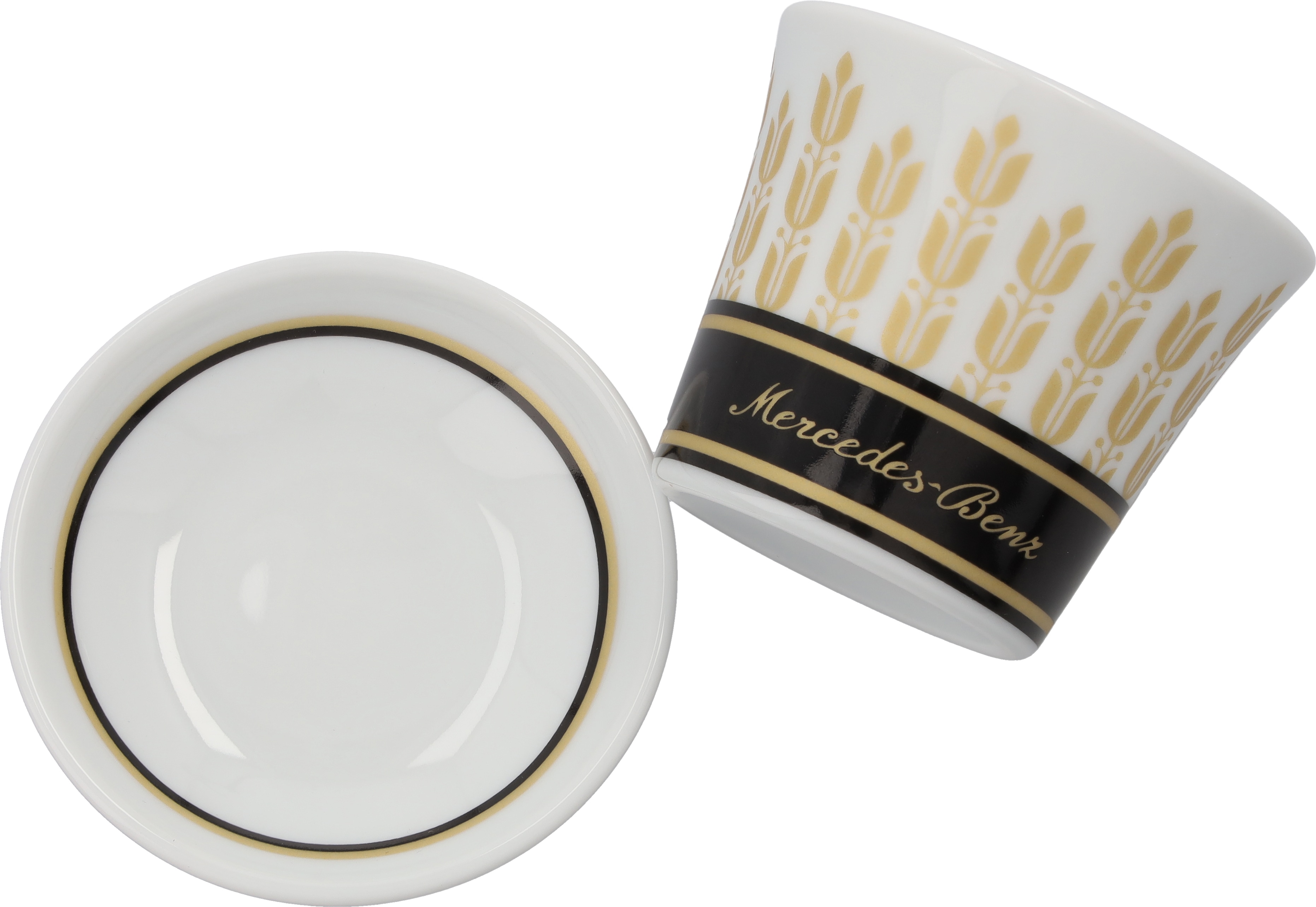 Espressotassen, Set, 4-teilig - schwarz / weiß / goldfarben, Porzellan, 90 ml, Kahla