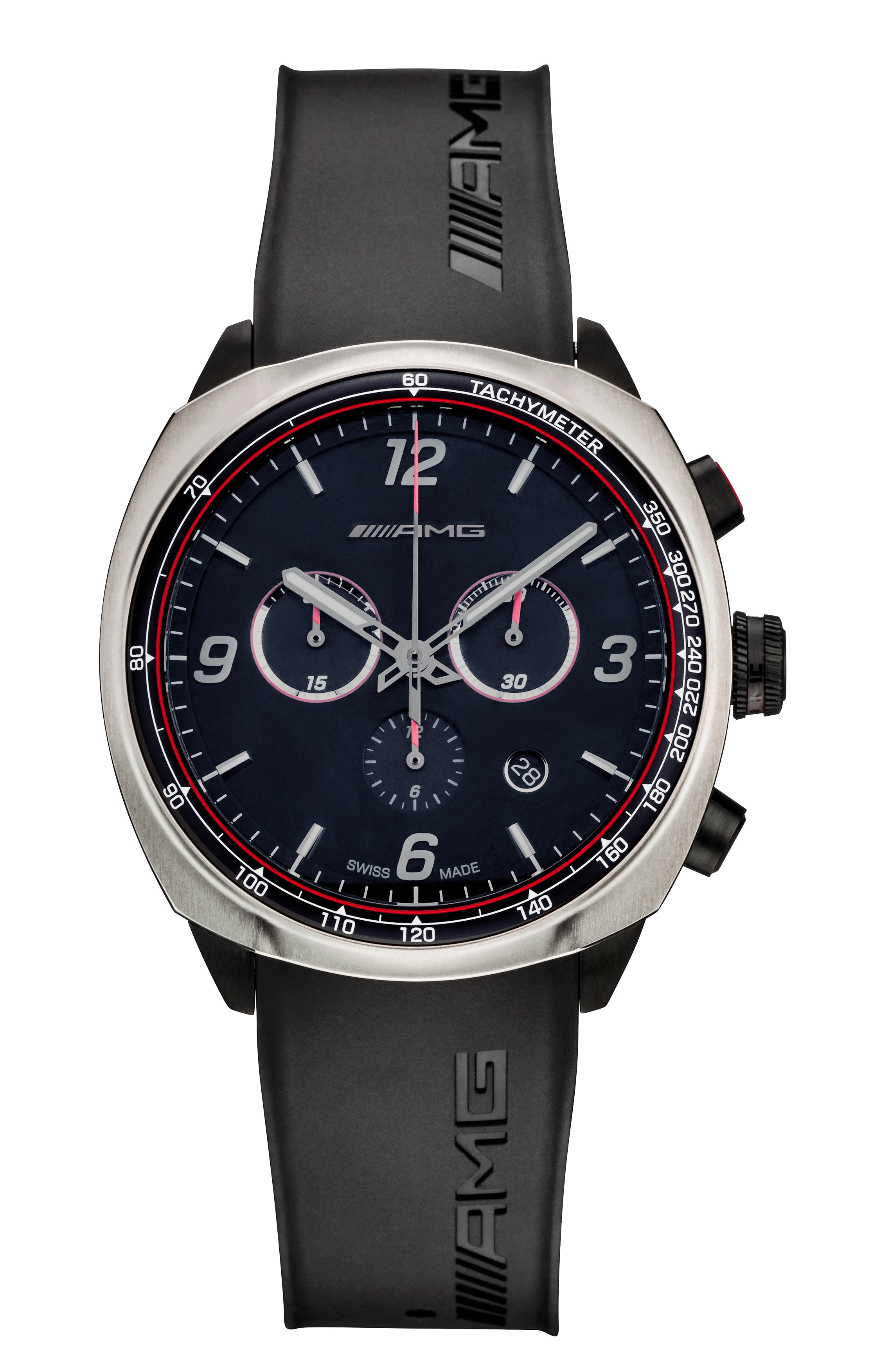 Zegarek na rękę, Artykuły męskie, AMG, Essentials Chronograph - czerń / antracyt / czerwony, stal nierdzewna / tytan / kauczuk