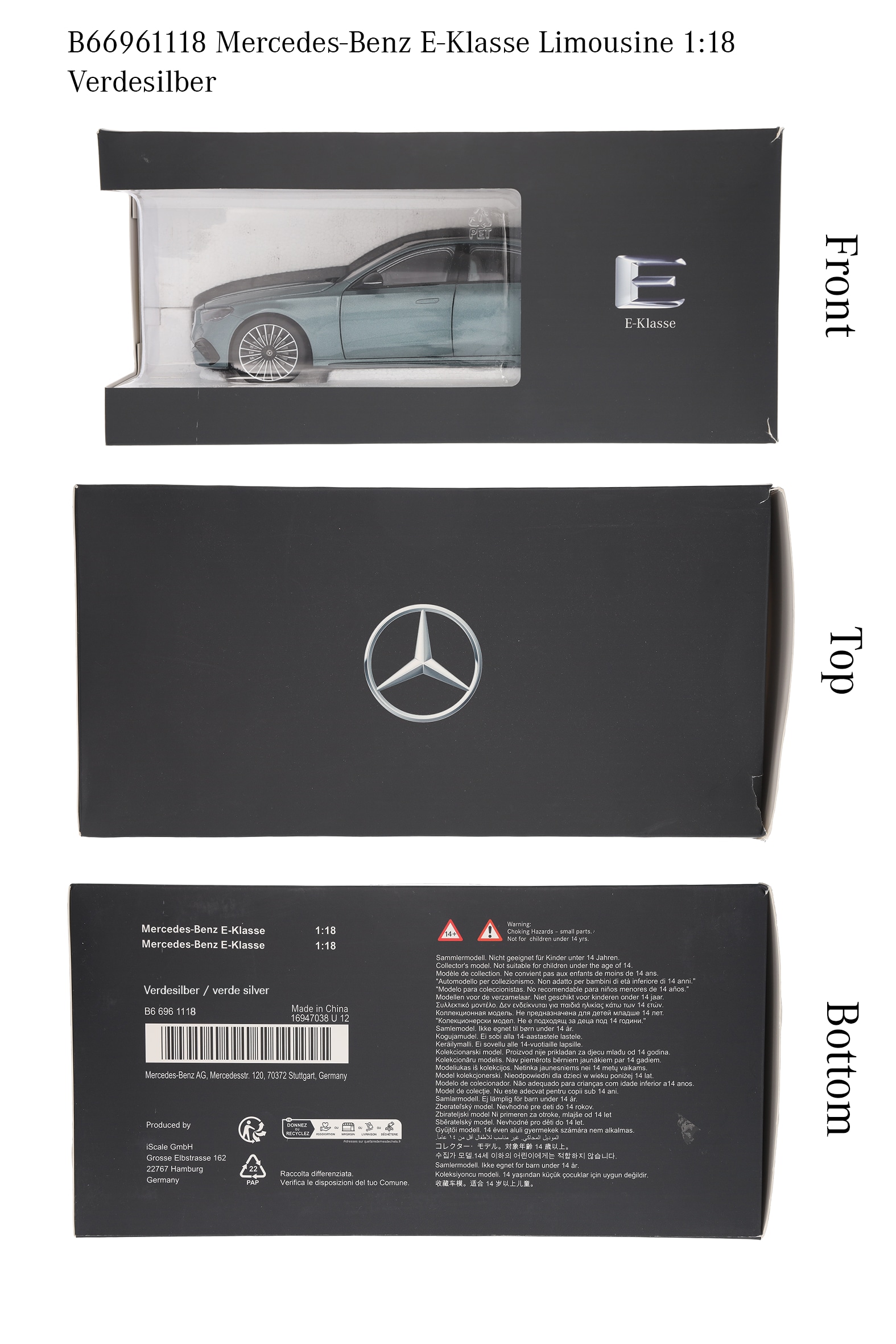 E-Klasse, Limousine, AMG Line, W214 - verdesilber, iScale, 1:18