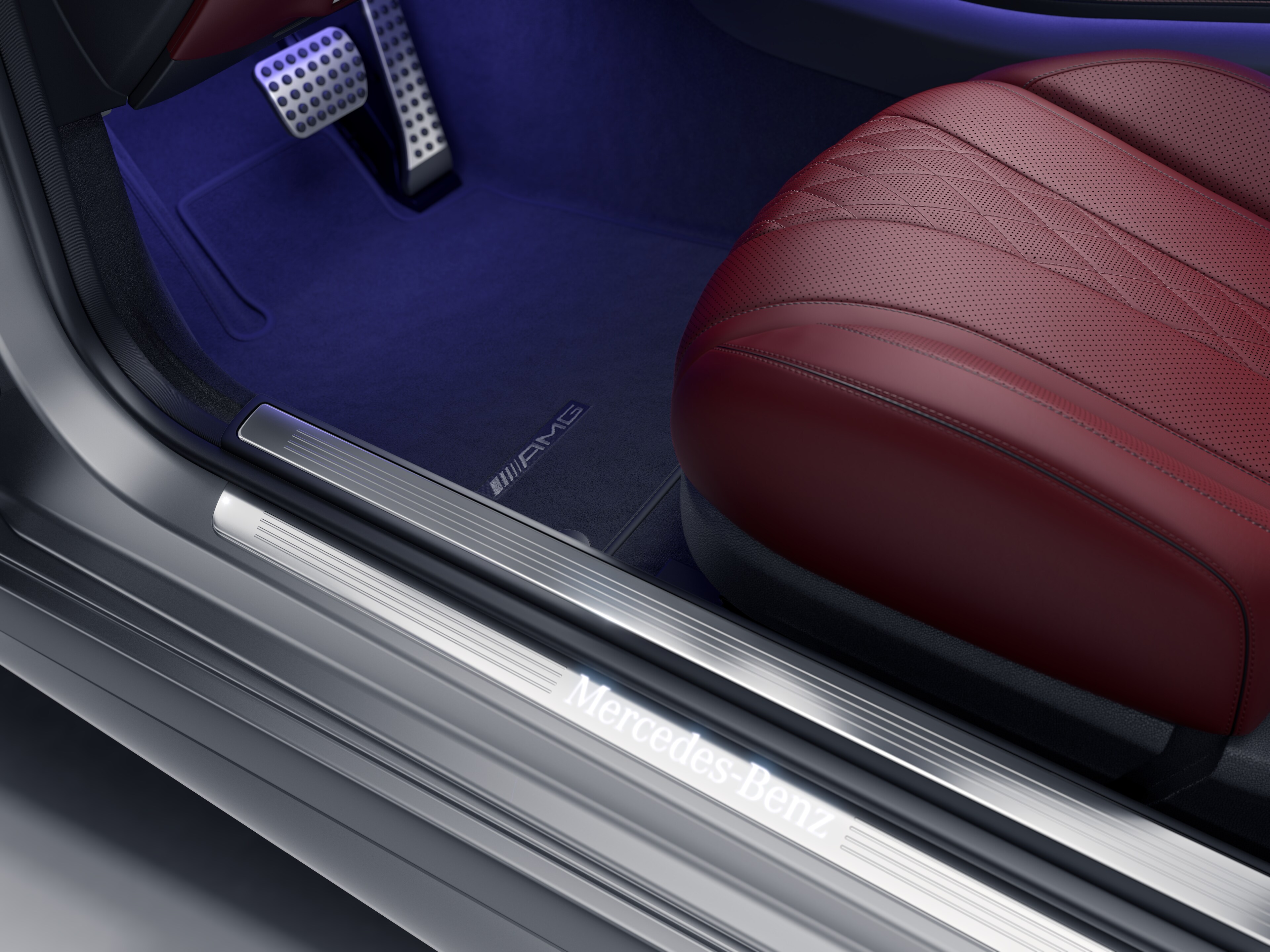 Listwa progowa, podświetlane, z przodu, 2-krotny - stal nierdzewna, biały