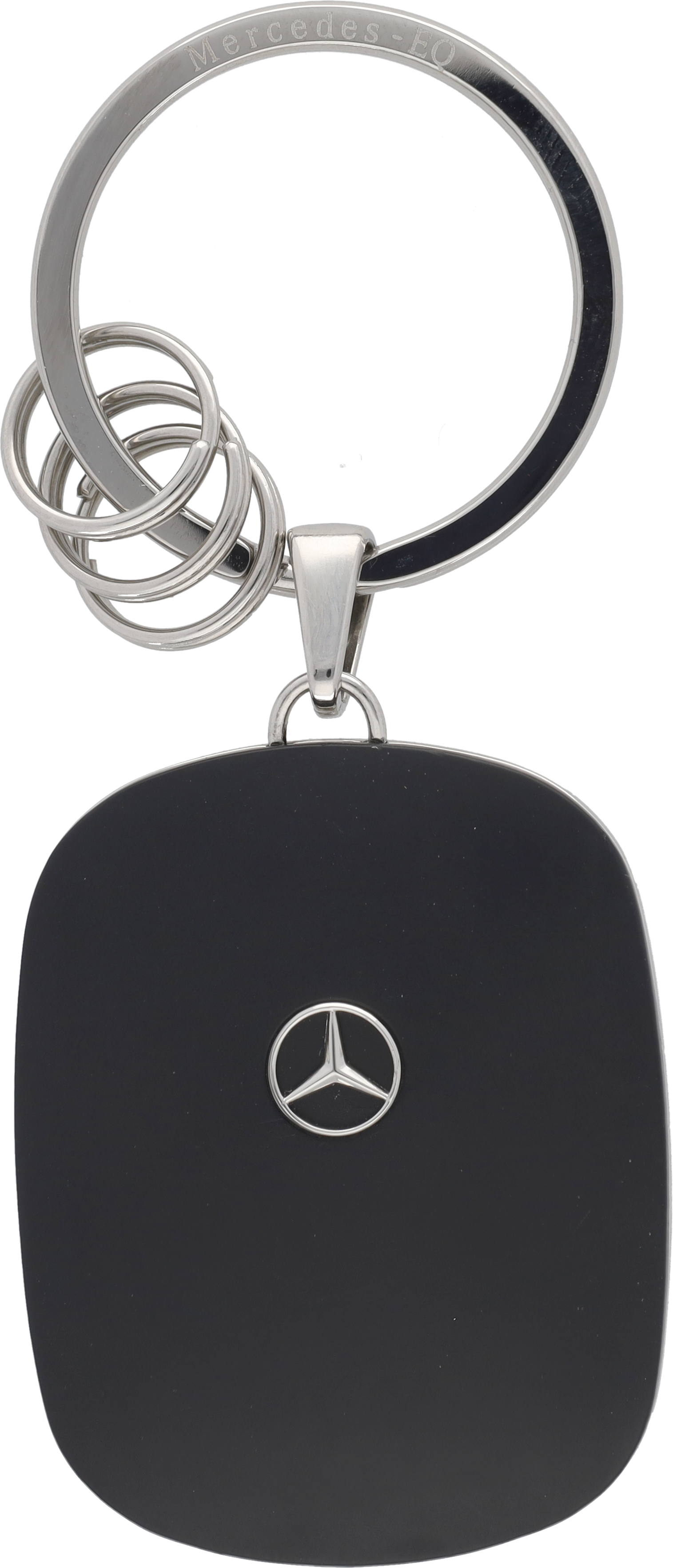 Schlüsselanhänger, Wallbox - schwarz / silberfarben, Edelstahl / ozeangebundener Kunststoff, hochglanzpoliert