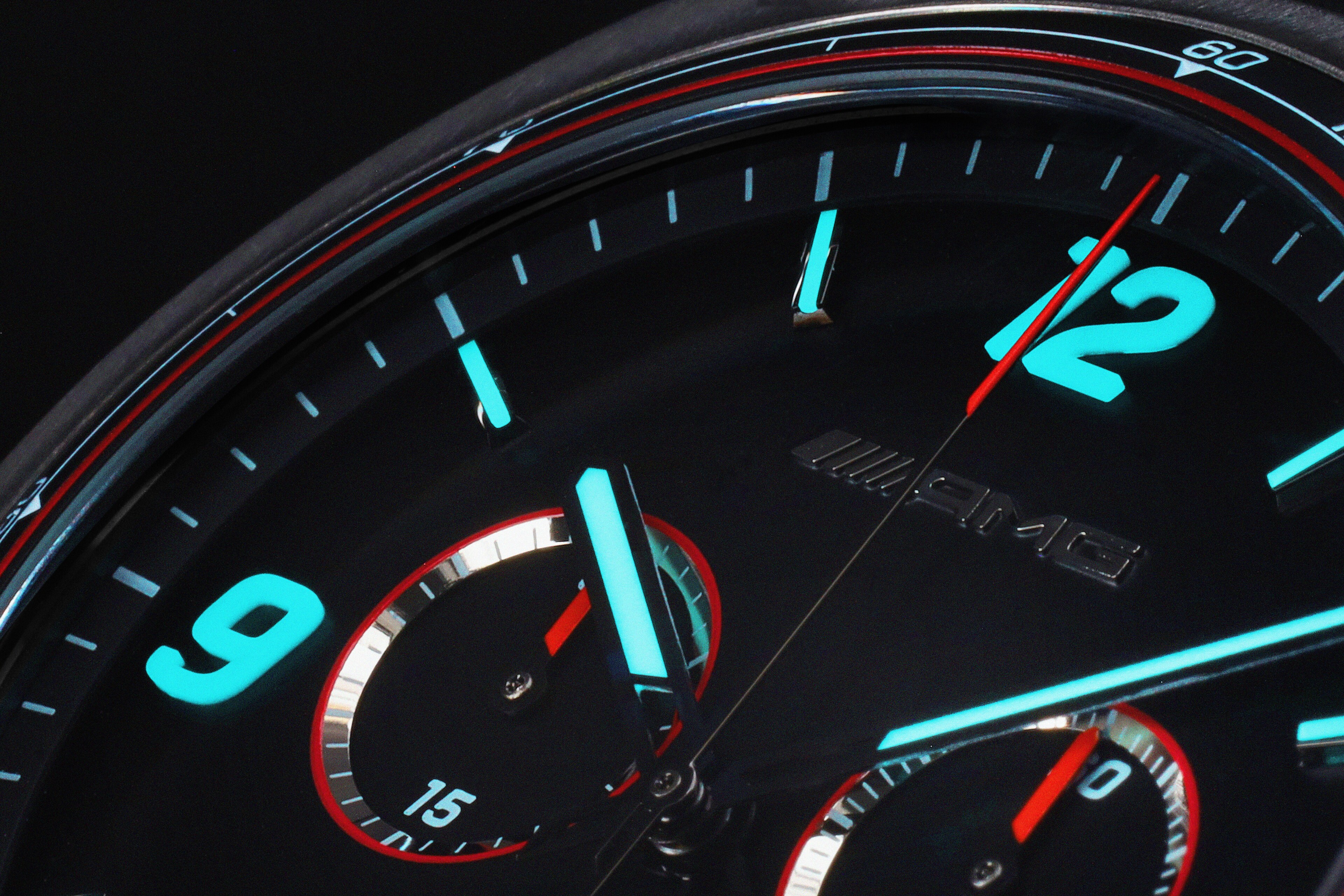 Zegarek na rękę, Artykuły męskie, AMG, Essentials Chronograph - czerń / antracyt / czerwony, stal nierdzewna / tytan / kauczuk