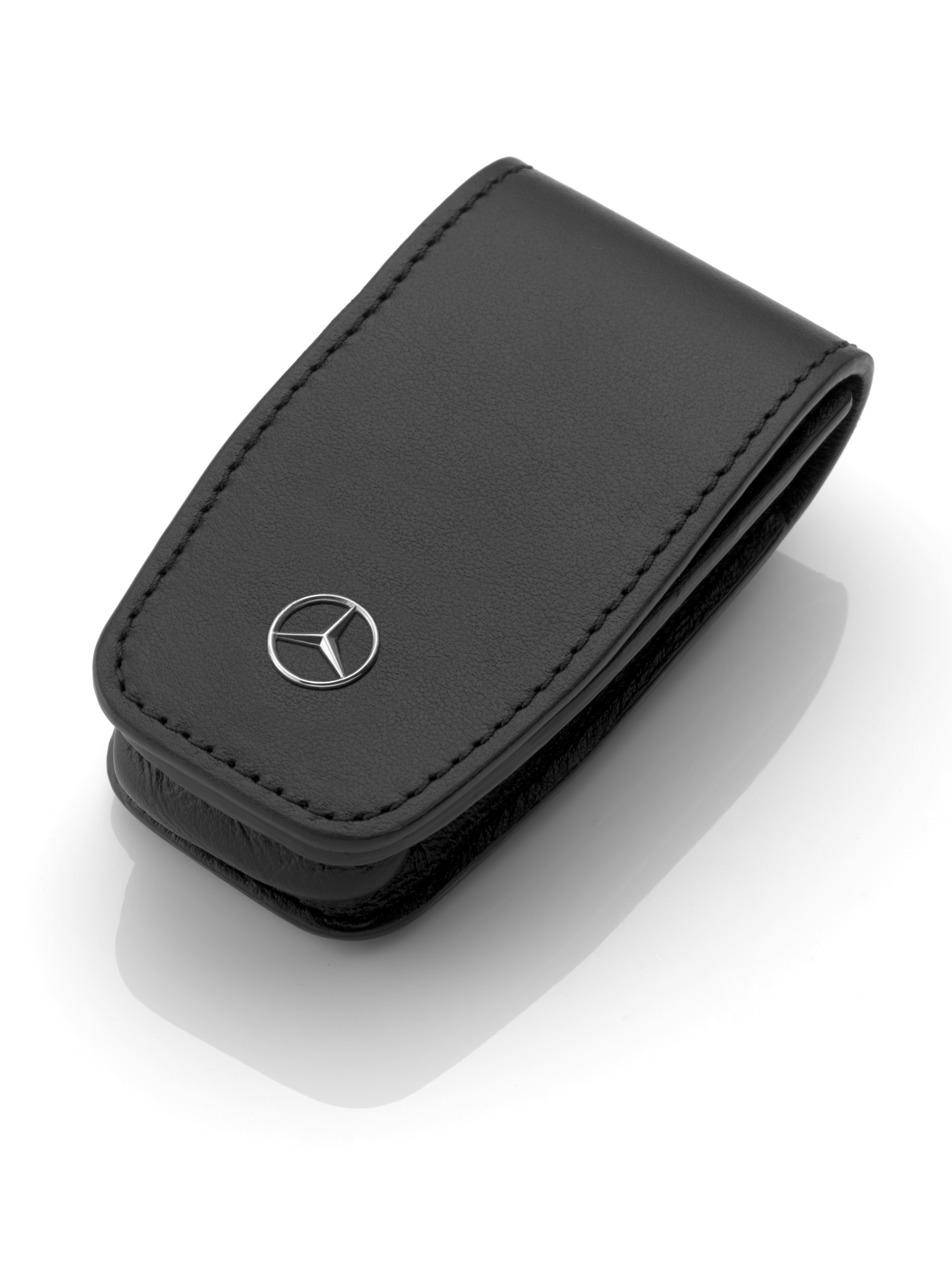 Etui na klucze - czerń, skóra bydlęca / stal nierdzewna
