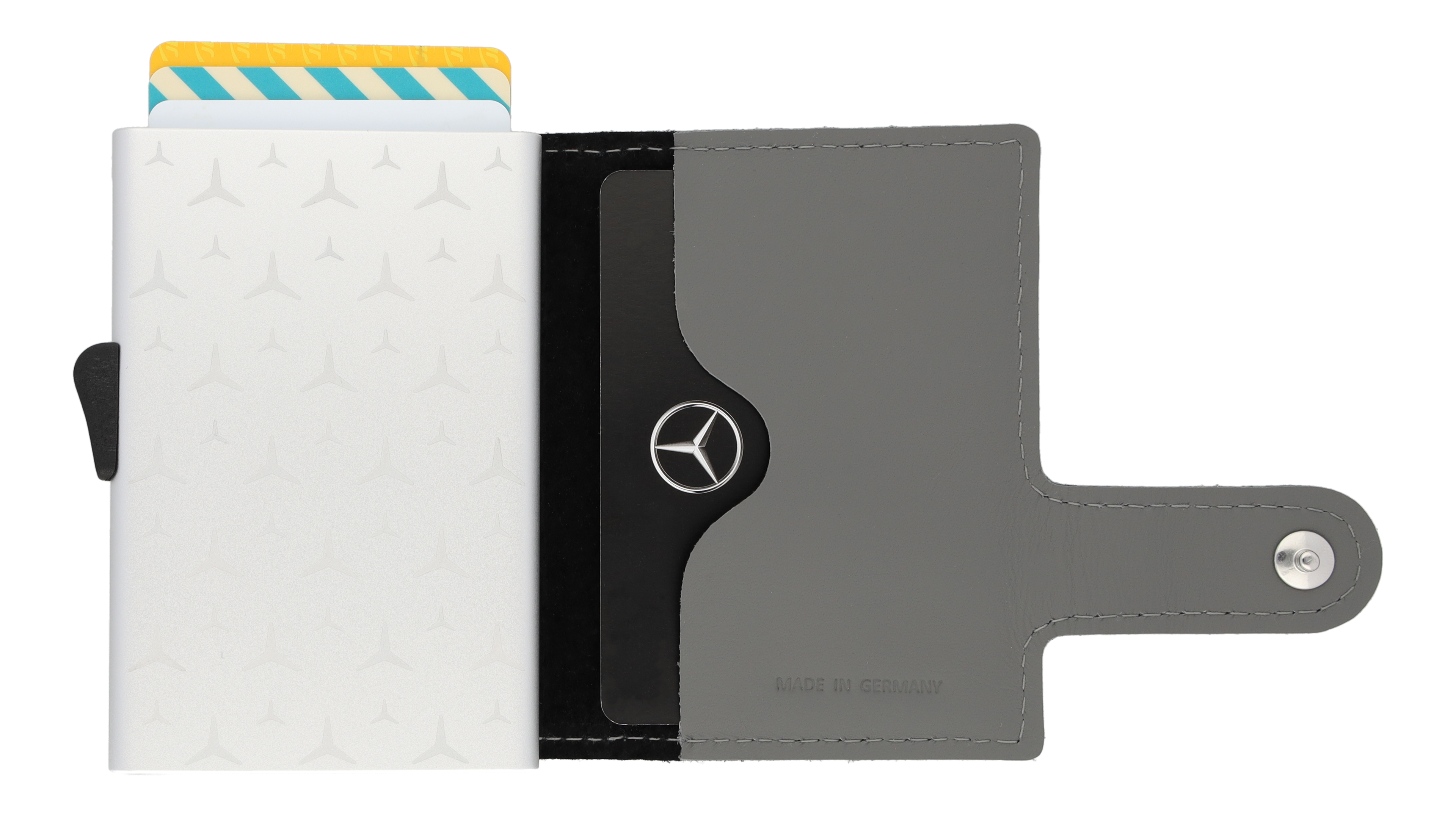 Mini-Geldbörse, Fahrzeugleder - silbergrau, Rindleder