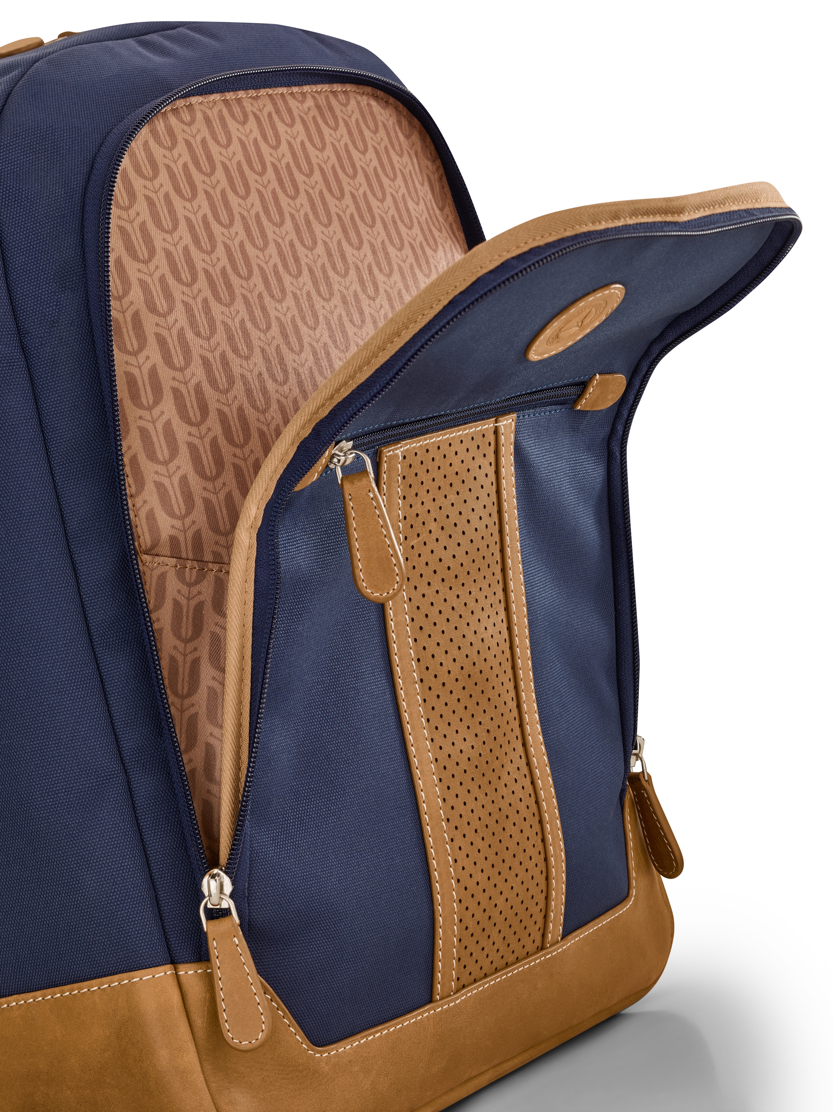 Rucksack - blau / cognac, Polyester (recycelt)