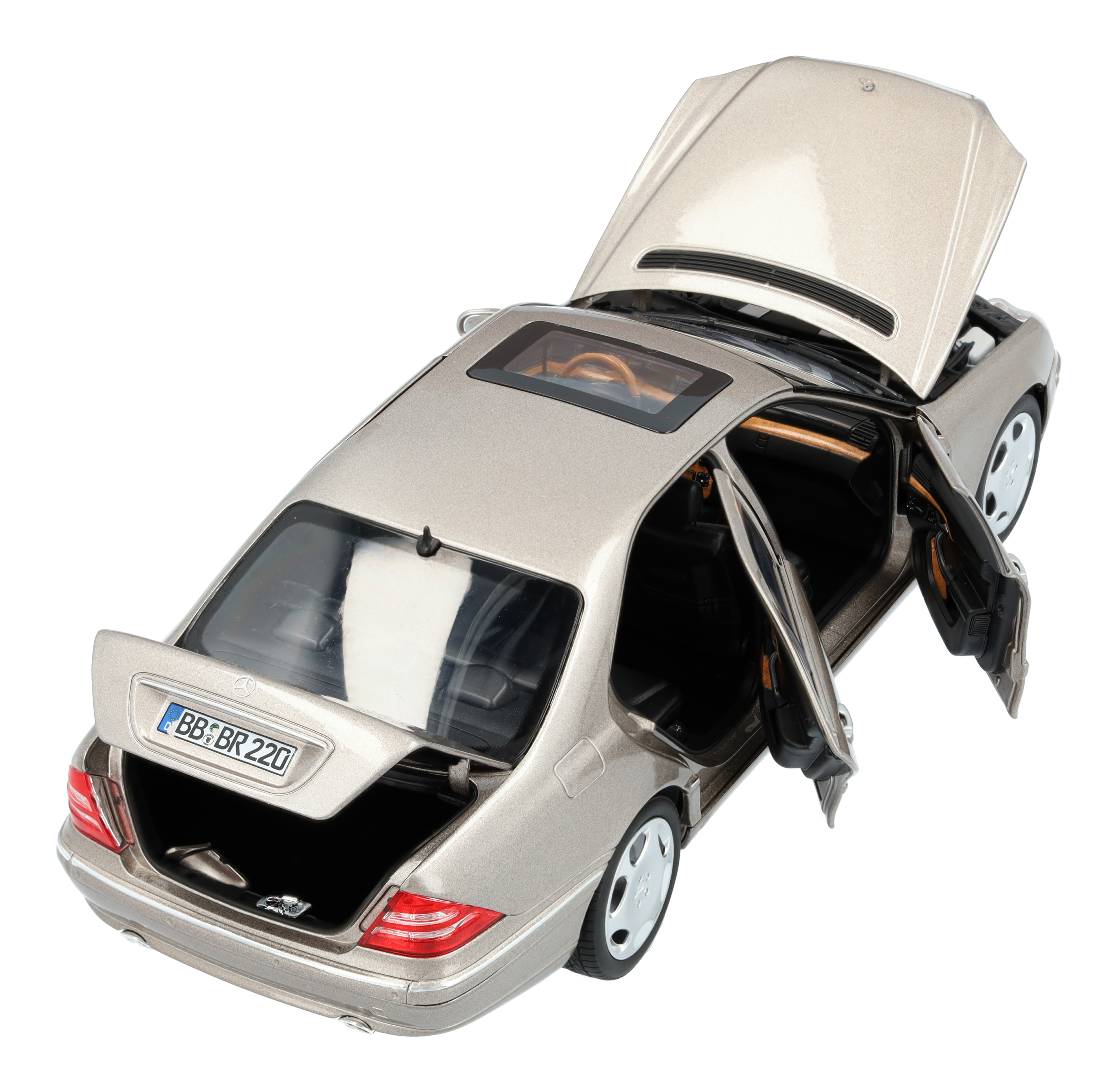 S 600 limuzyna w wersji długiej V220 (2000-2005) - srebro kubanitu, Norev, 1:18
