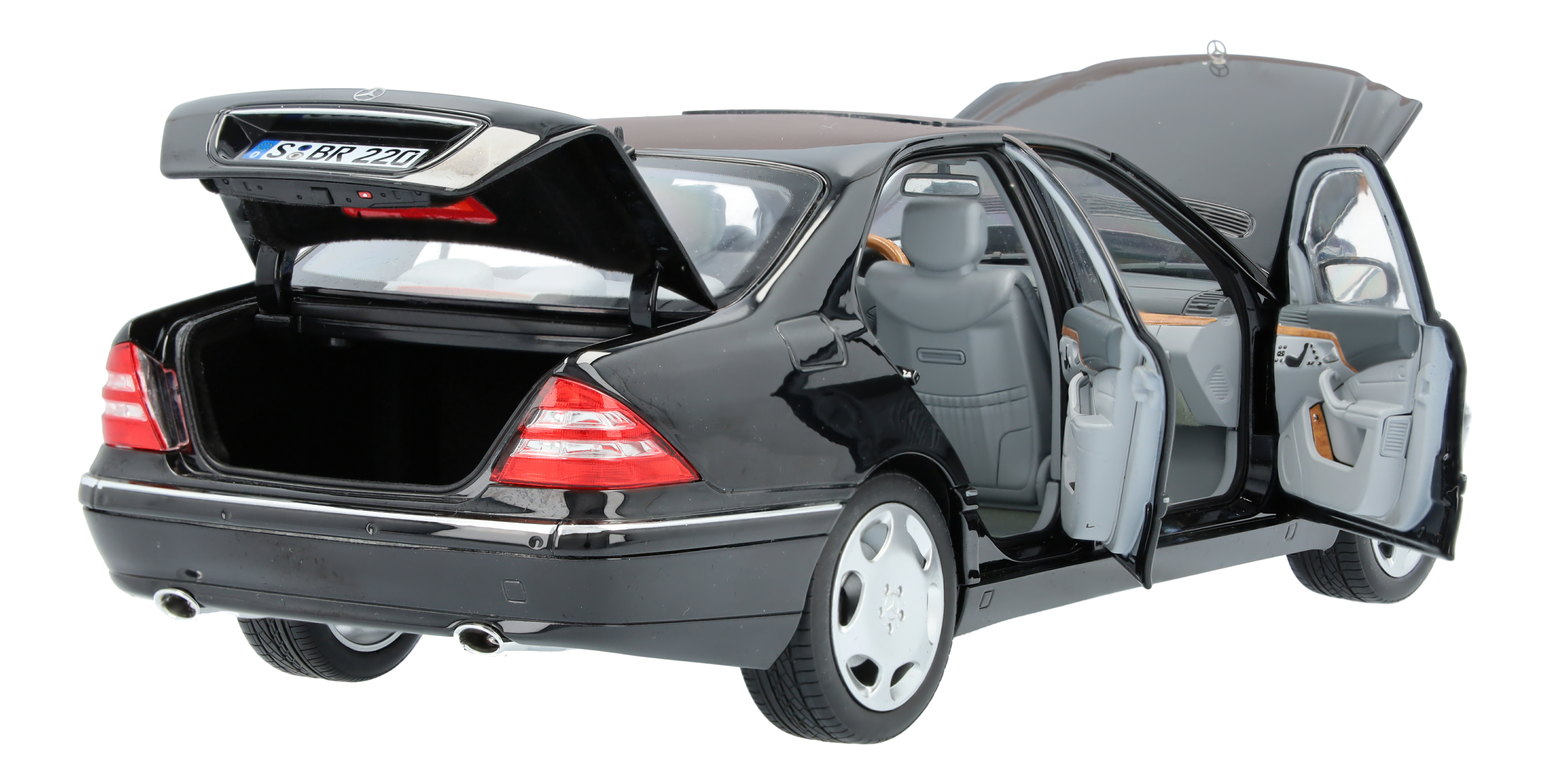 S 600 Limousine Langversion V220 (2000-2005) - obsidianschwarz, Norev, 1:18