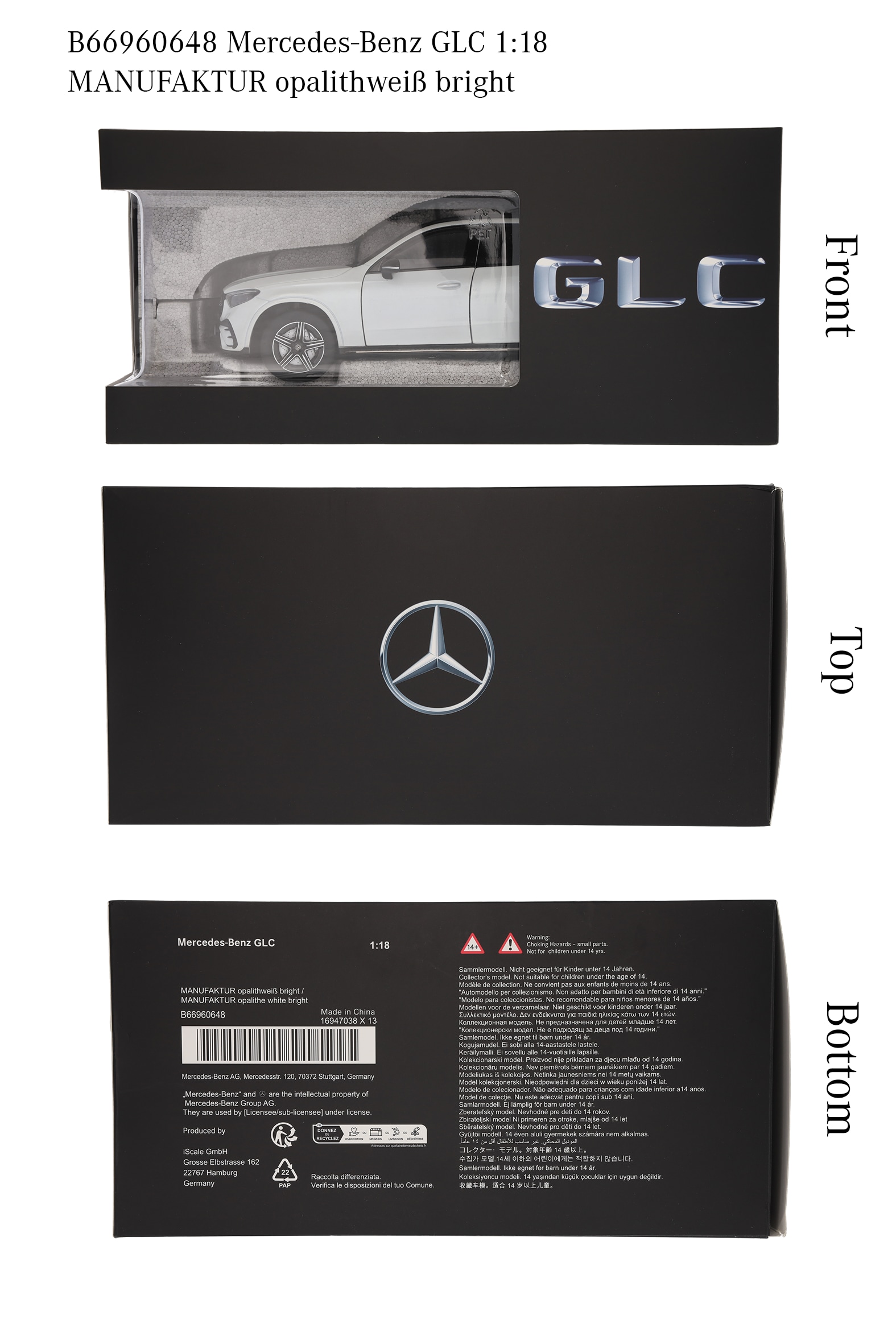 GLC, AMG Line, X254 - MANUFACTORY biel opalitu bright, iScale, 1:18