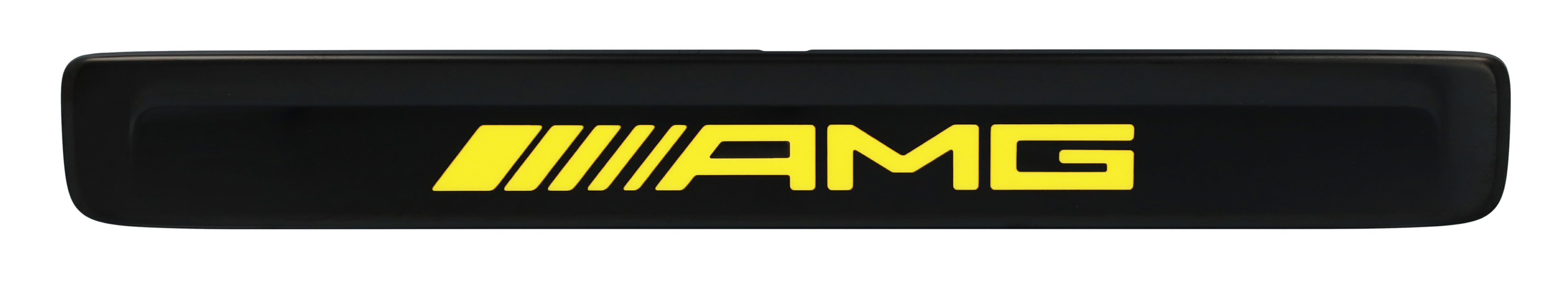 Wymienna nakładka na podświetlaną listwę progową, AMG, z przodu, 2-elementowy - stal nierdzewna, czerń / żółty