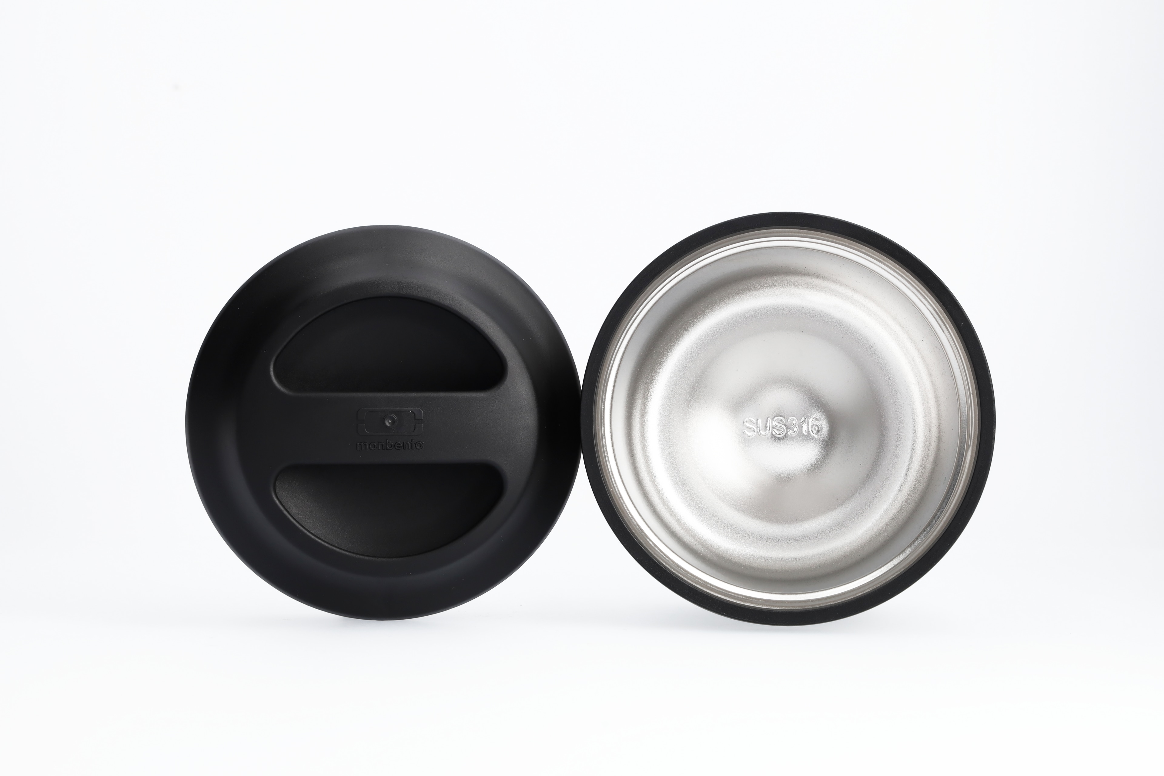 Isotherm-Lunchbox - schwarz-silber, Edelstahl / Polypropylen / Silikon, monbento®, 550 ml