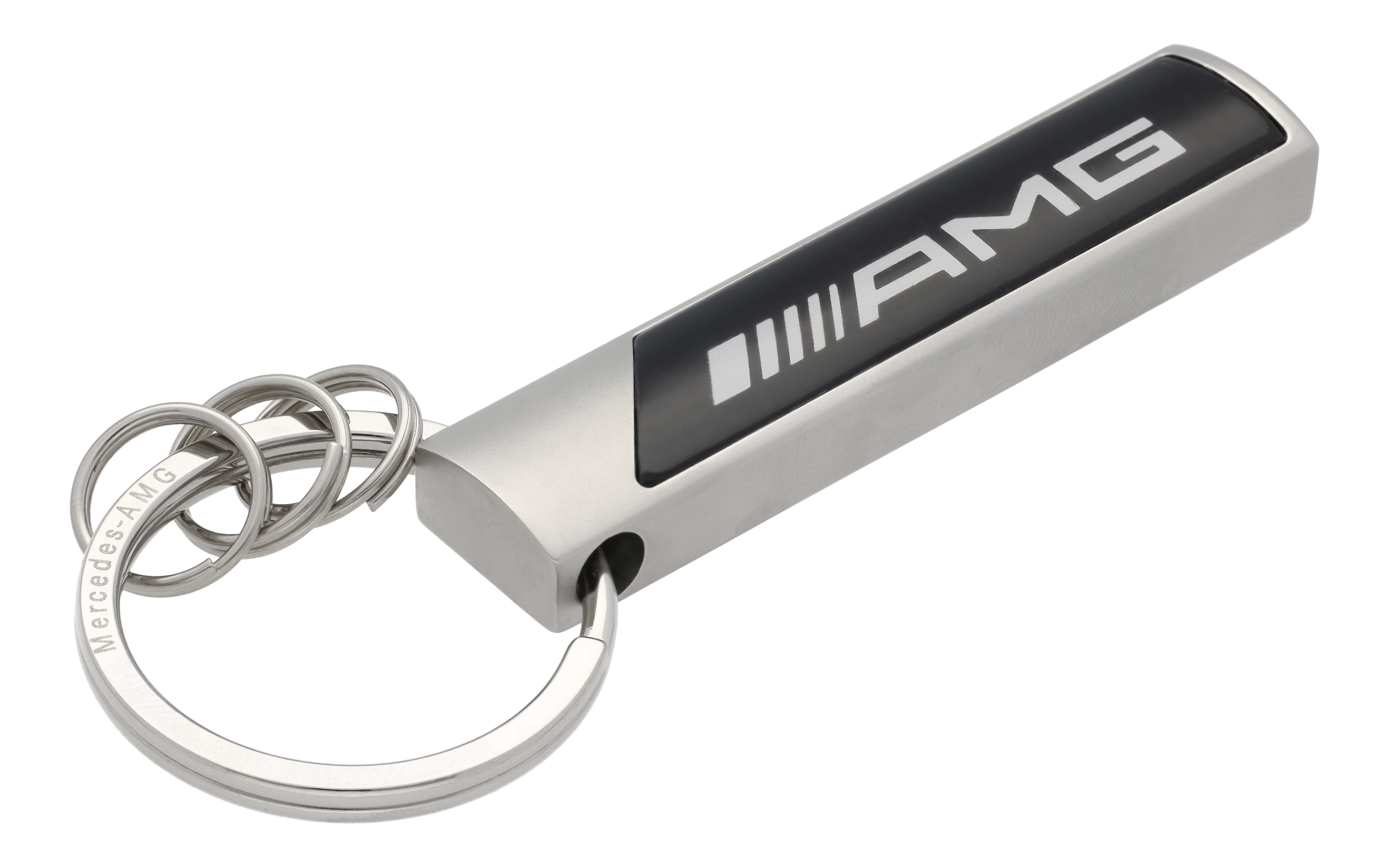 AMG Schlüsselanhänger, Logo - silberfarben / schwarz / weiß, Edelstahl