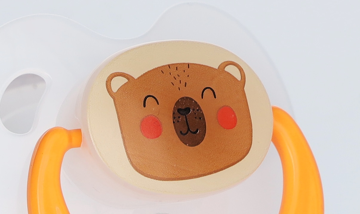 Schnuller, Wald - weiß transluzent / orange, Kunststoff / Silikon, BABY-NOVA