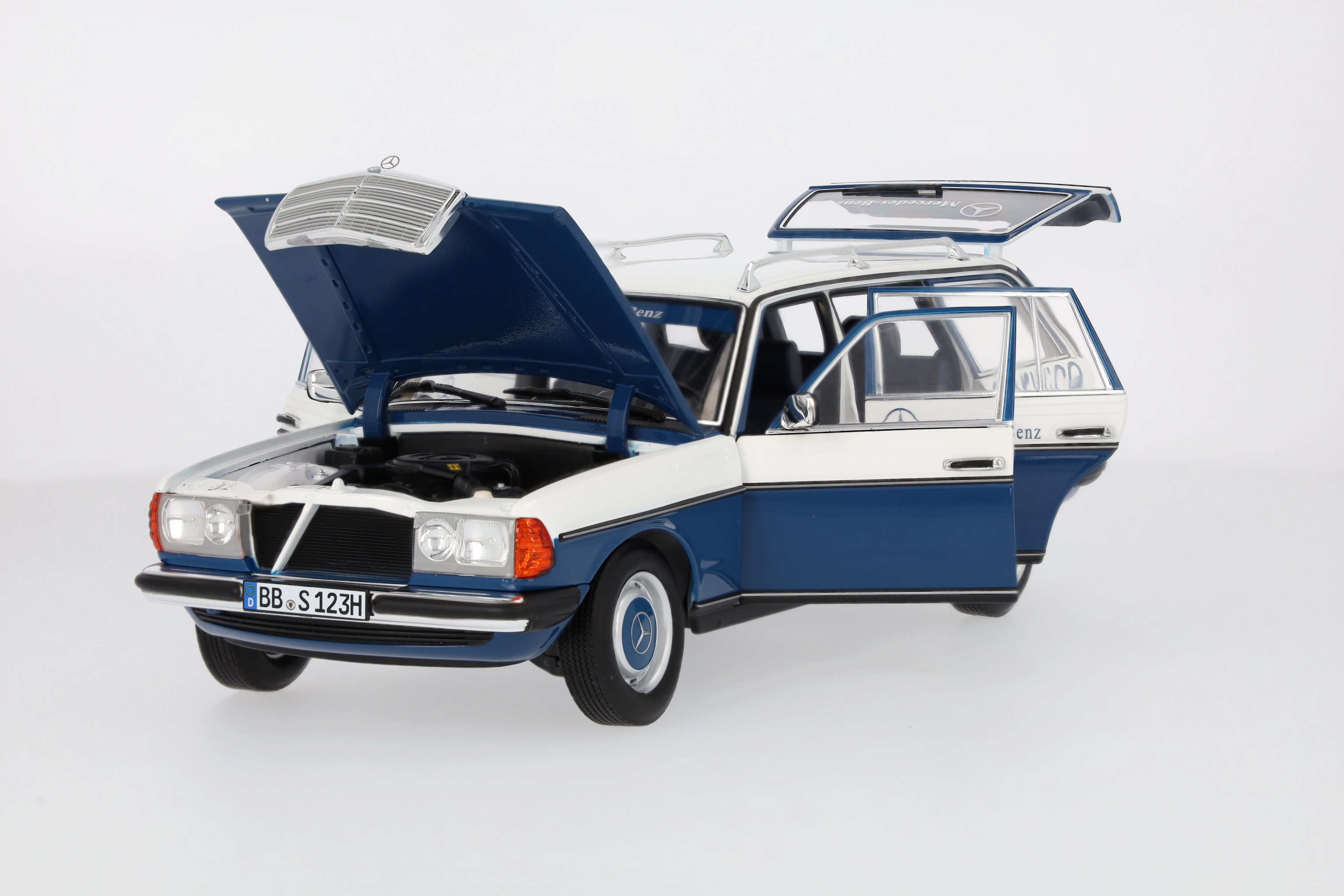 200 kombi S123 (1980-1985), Wózek serwisowy - niebieski, Norev, 1:18