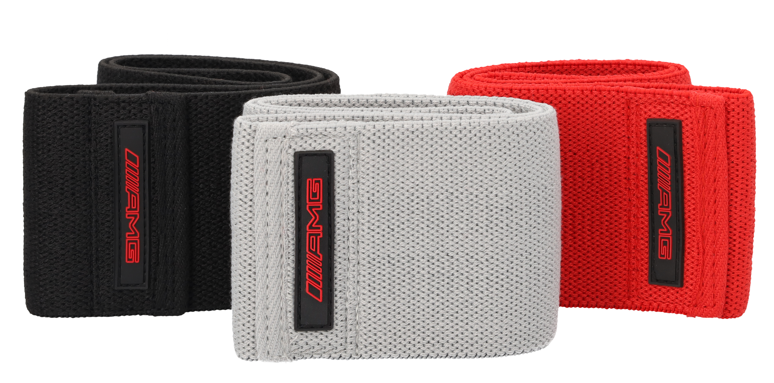AMG Fitnessbänder, 3er-Set - schwarz / rot / grau, Polyester / Latex