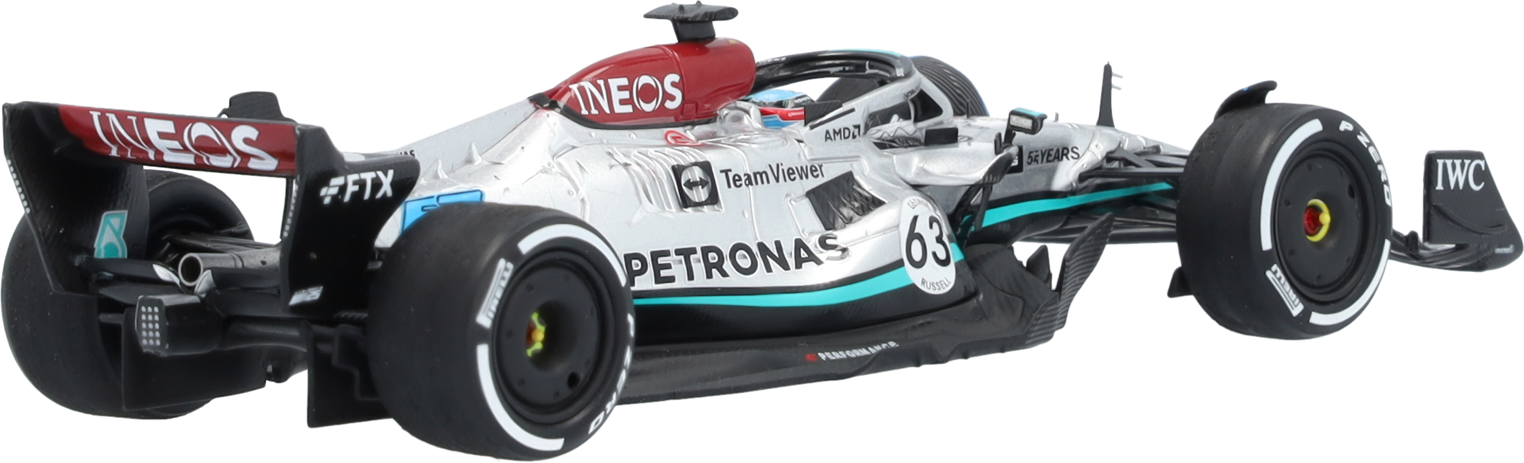 MERCEDES AMG PETRONAS Formula One™ Team, George Russell, Saison 2022 - silberfarben / petronasgrün / schwarz, Minimax, 1:43