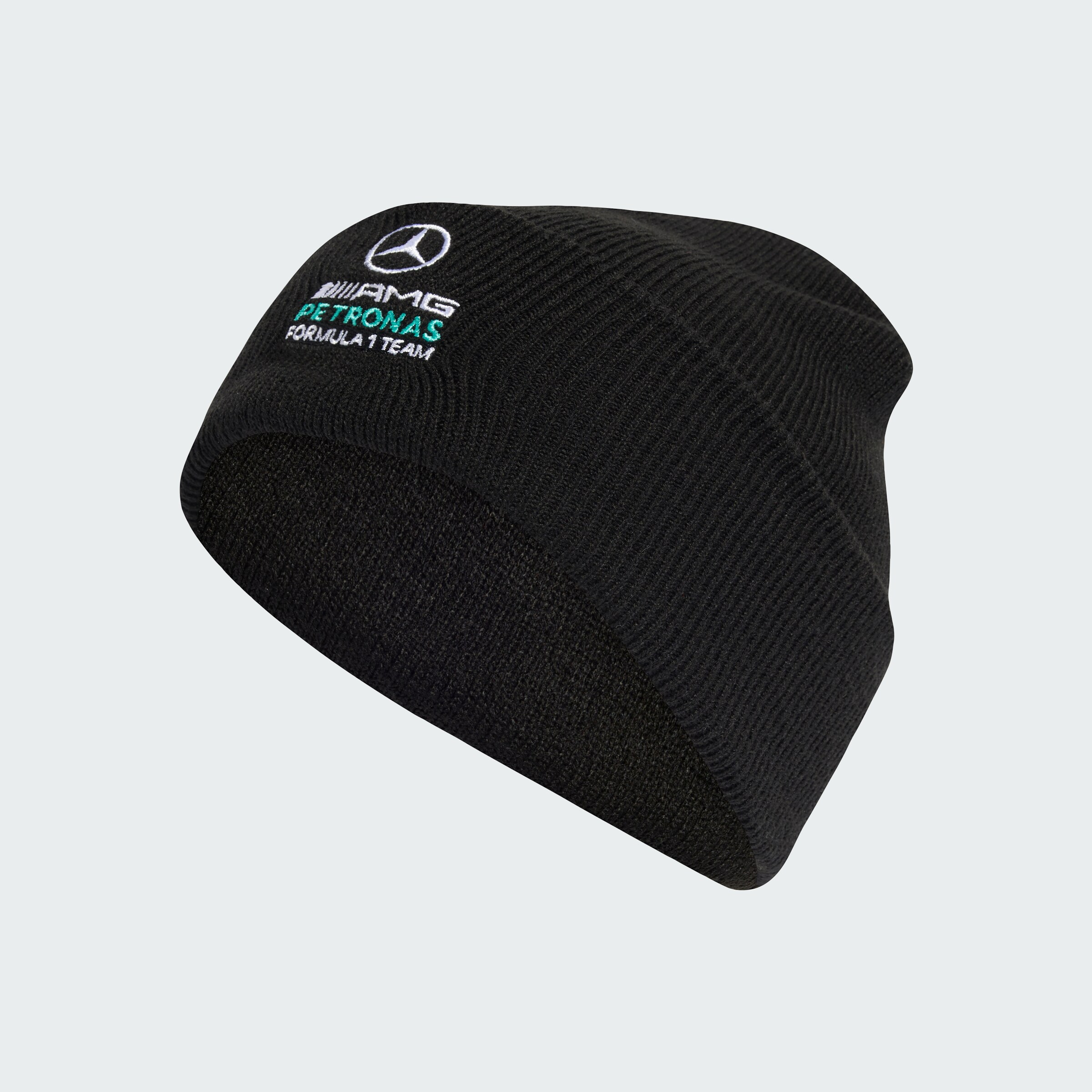 Czapka z dzianiny, Mercedes-AMG F1 - czerń, poliakryl
