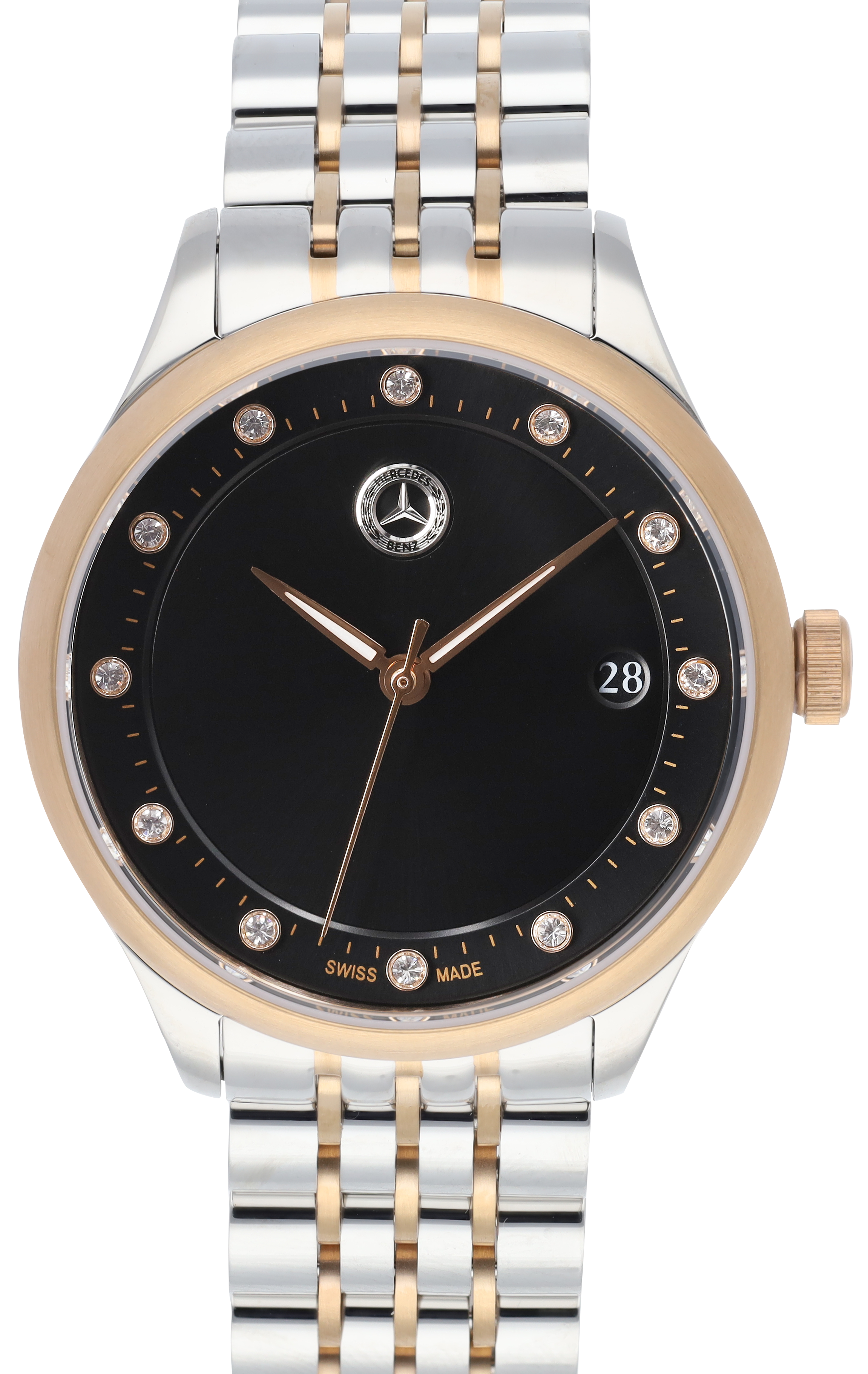 Armbanduhr Damen, Classic, Elegance - schwarz / silberfarben / roségoldfarben, Edelstahl