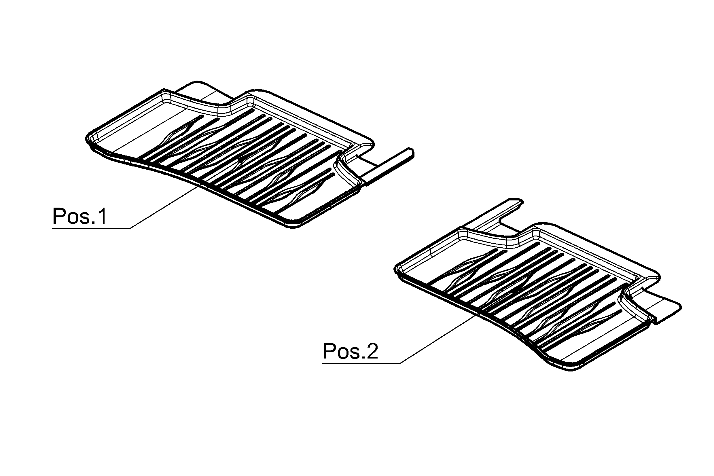 Allwettermatten, Dynamic Lines, Fond, 2-teilig, nur in Verbindung mit Code 223 - LL/RL, schwarz