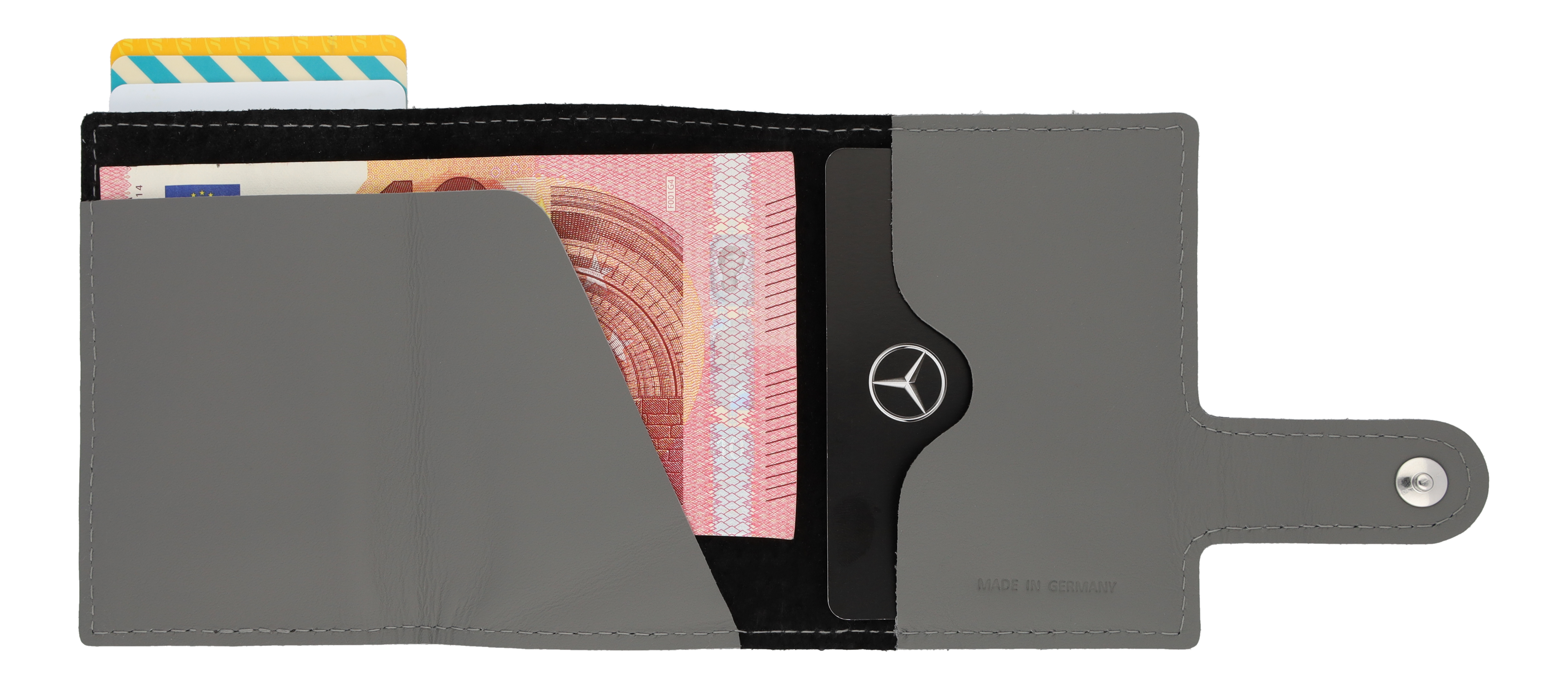 Mini-Geldbörse, Fahrzeugleder - silbergrau, Rindleder