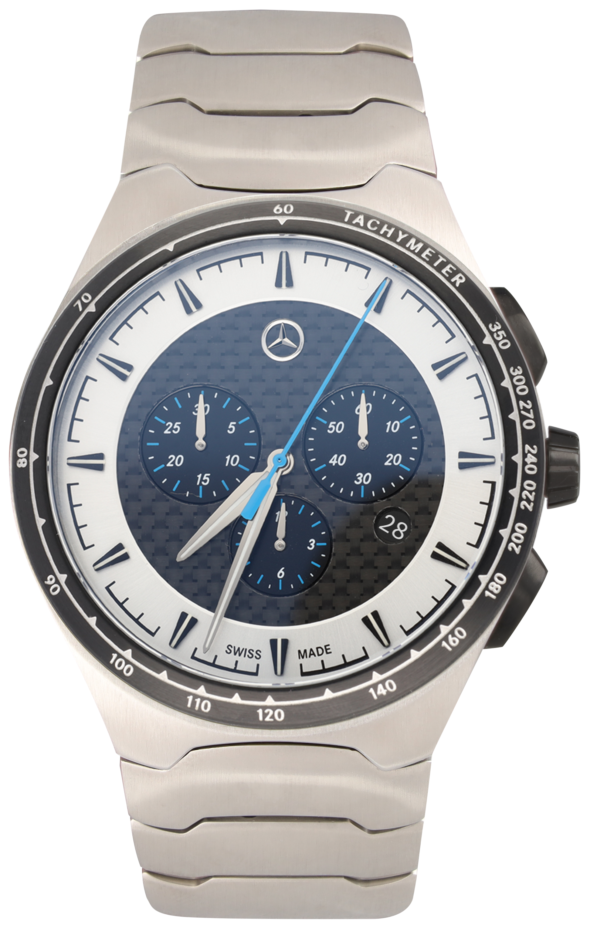 Chronograph Herren, Motorsports - silberfarben / schwarz / blau, Edelstahl / Carbon