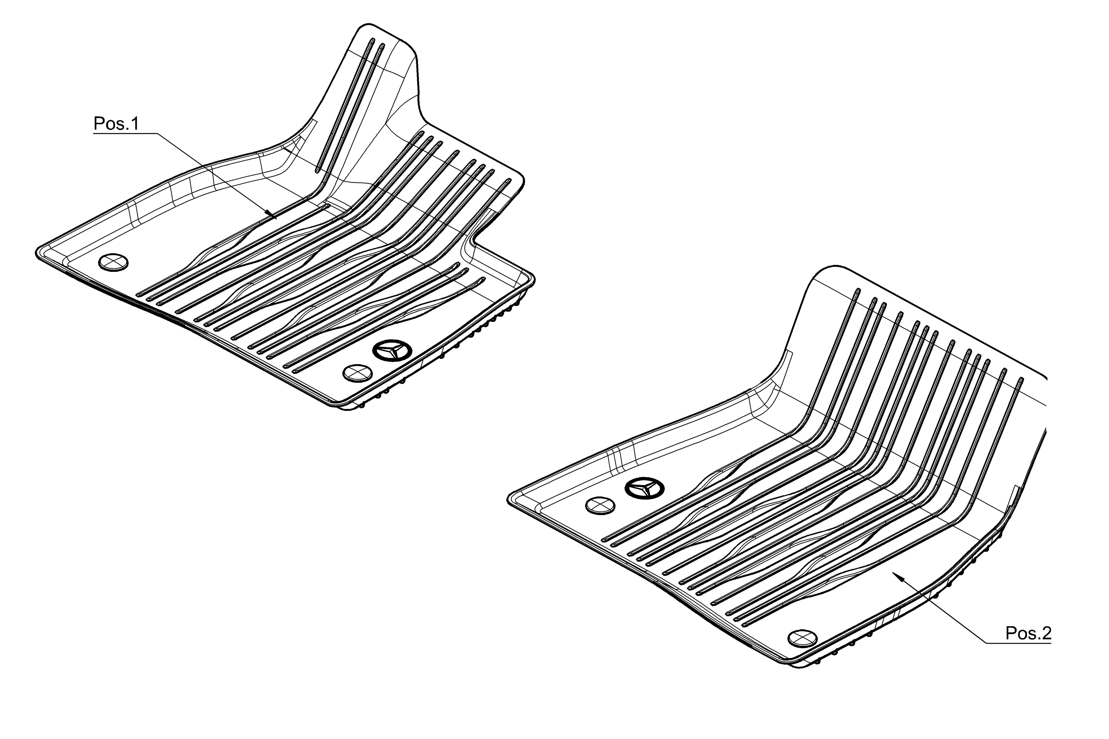 Allwettermatten, Dynamic Lines, Fahrer-/Beifahrermatte, 2-teilig - LL, balaobraun