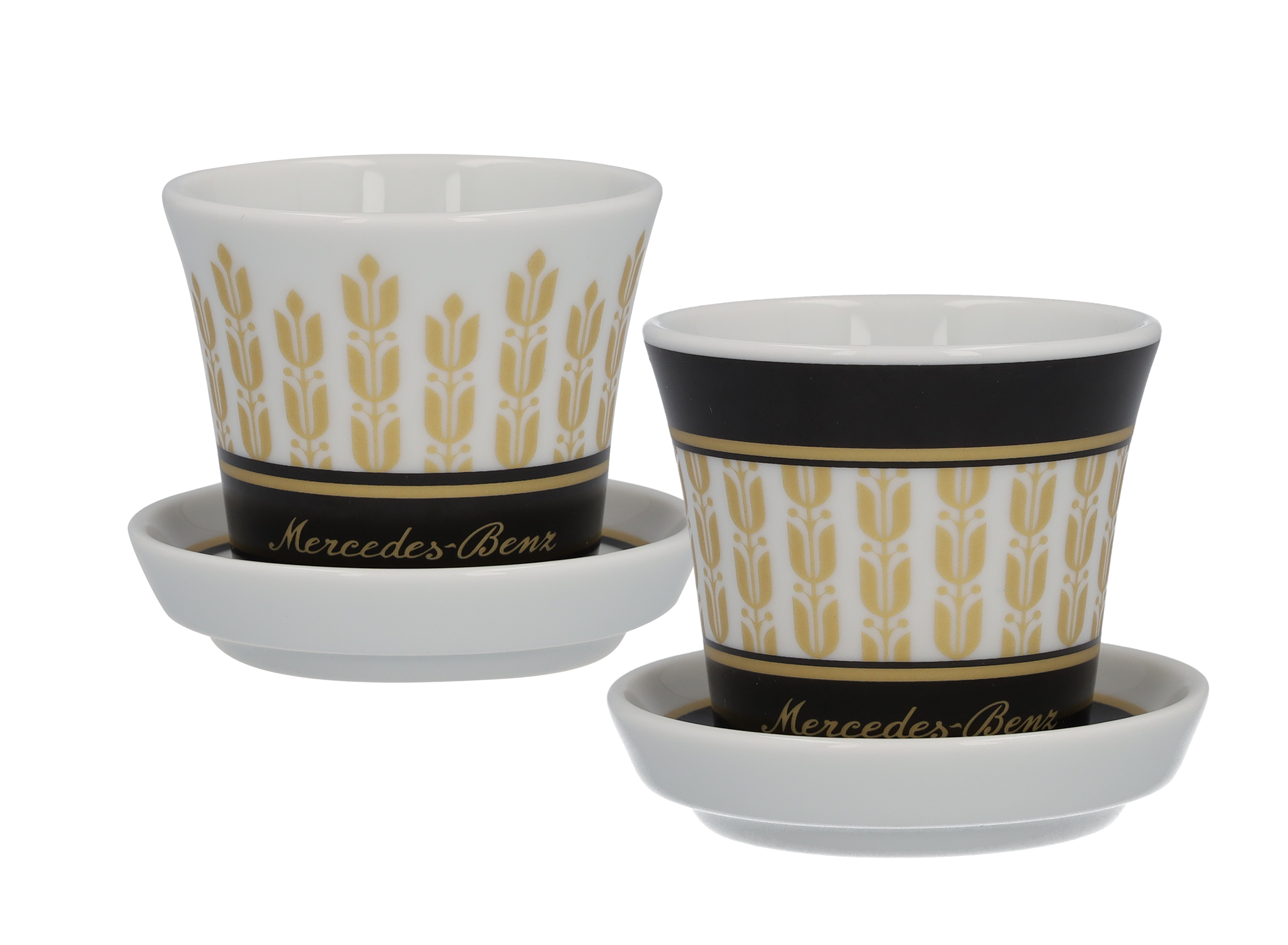 Espressotassen, Set, 4-teilig - schwarz / weiß / goldfarben, Porzellan, 90 ml, Kahla