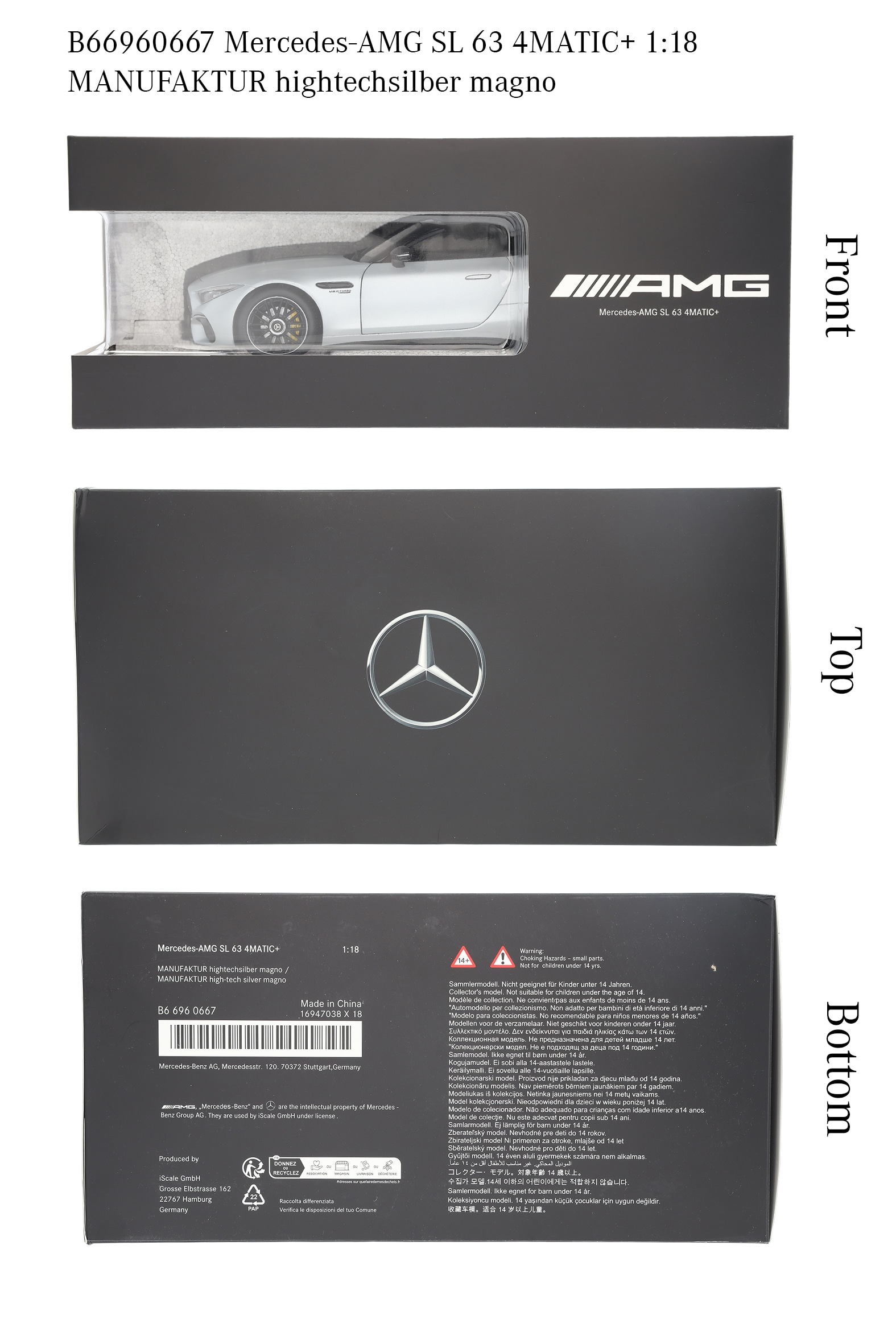 Mercedes-AMG SL 63, Roadster, R232 - MANUFAKTUR hightechsilber magno, iScale, 1:18