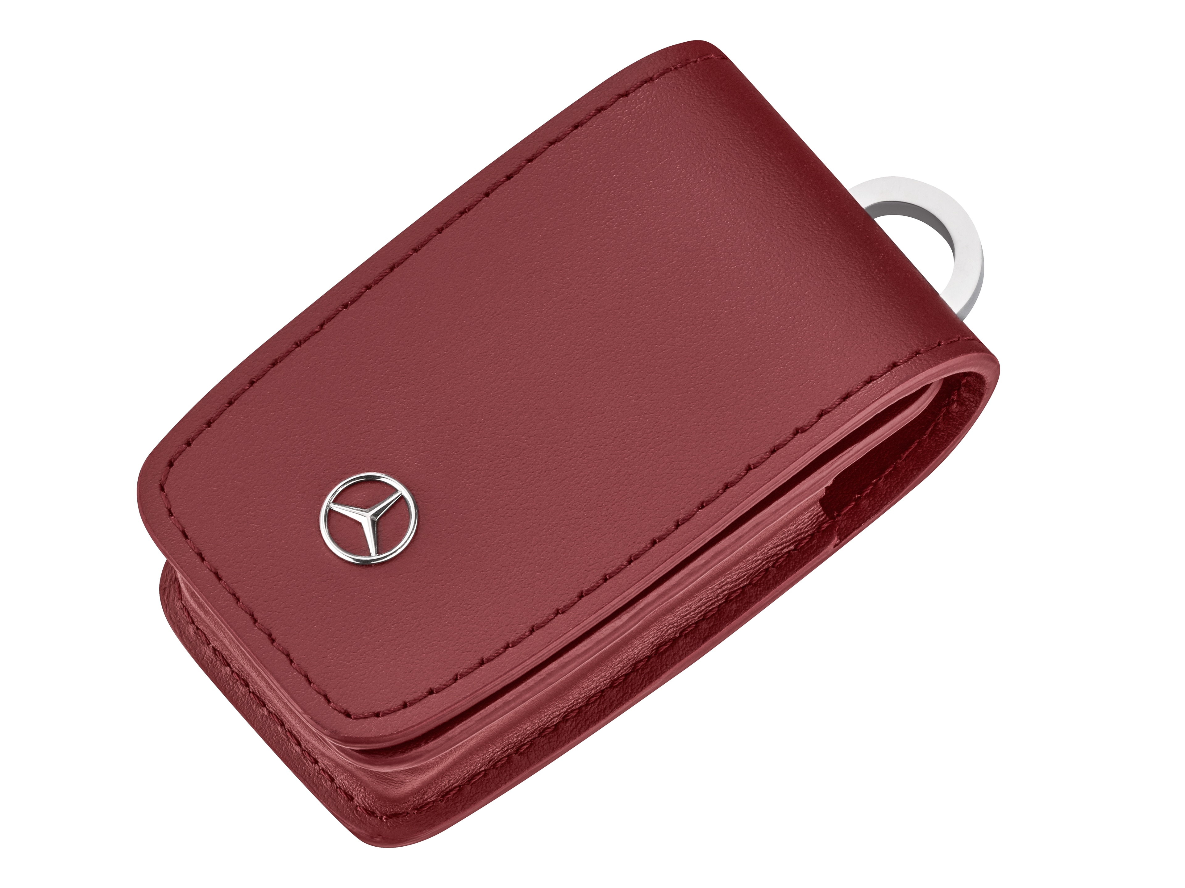 Schlüsseletui - rot, Rindleder / Edelstahl