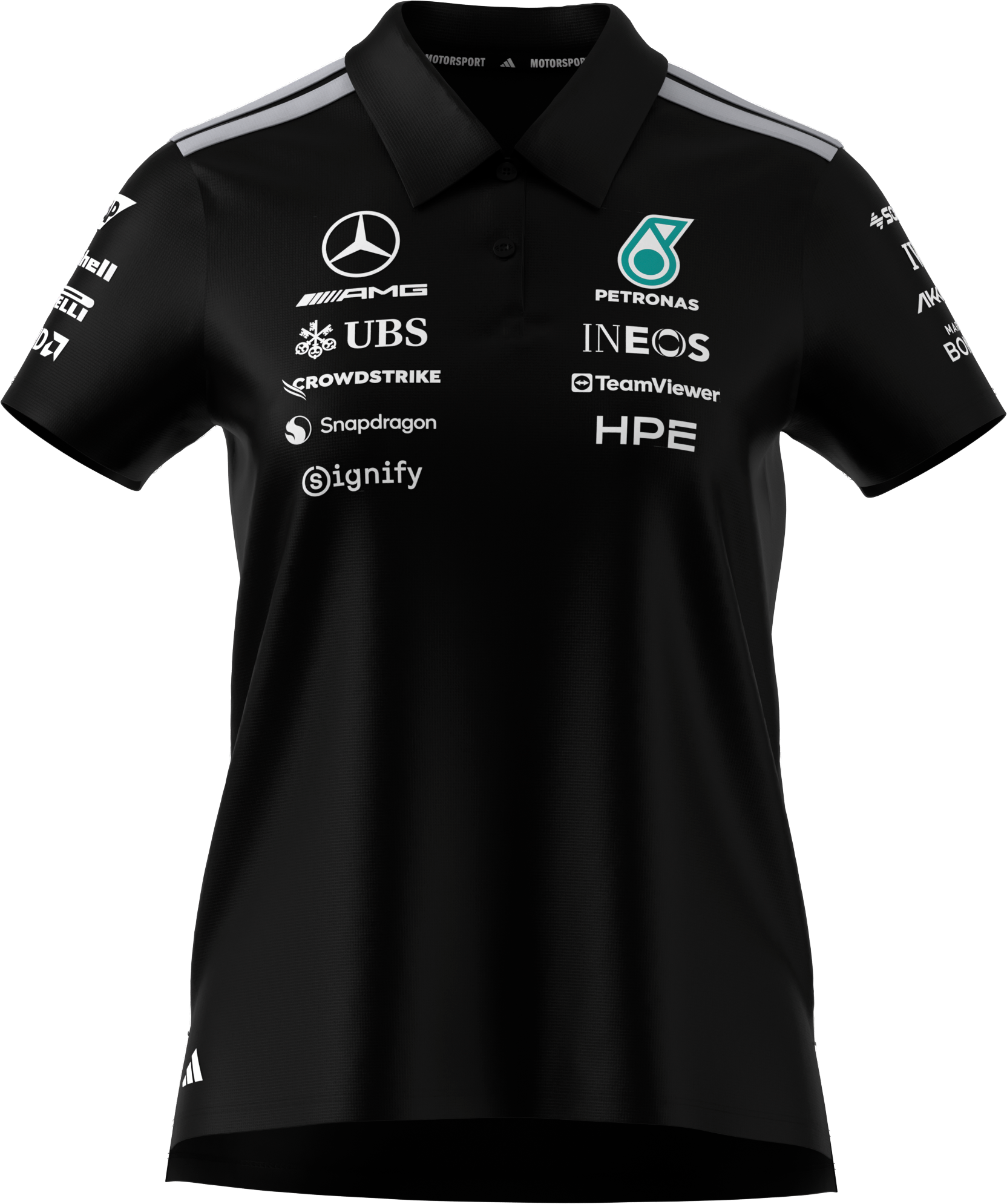 Damska koszulka polo, Team, Mercedes-AMG F1 - czerń, XS