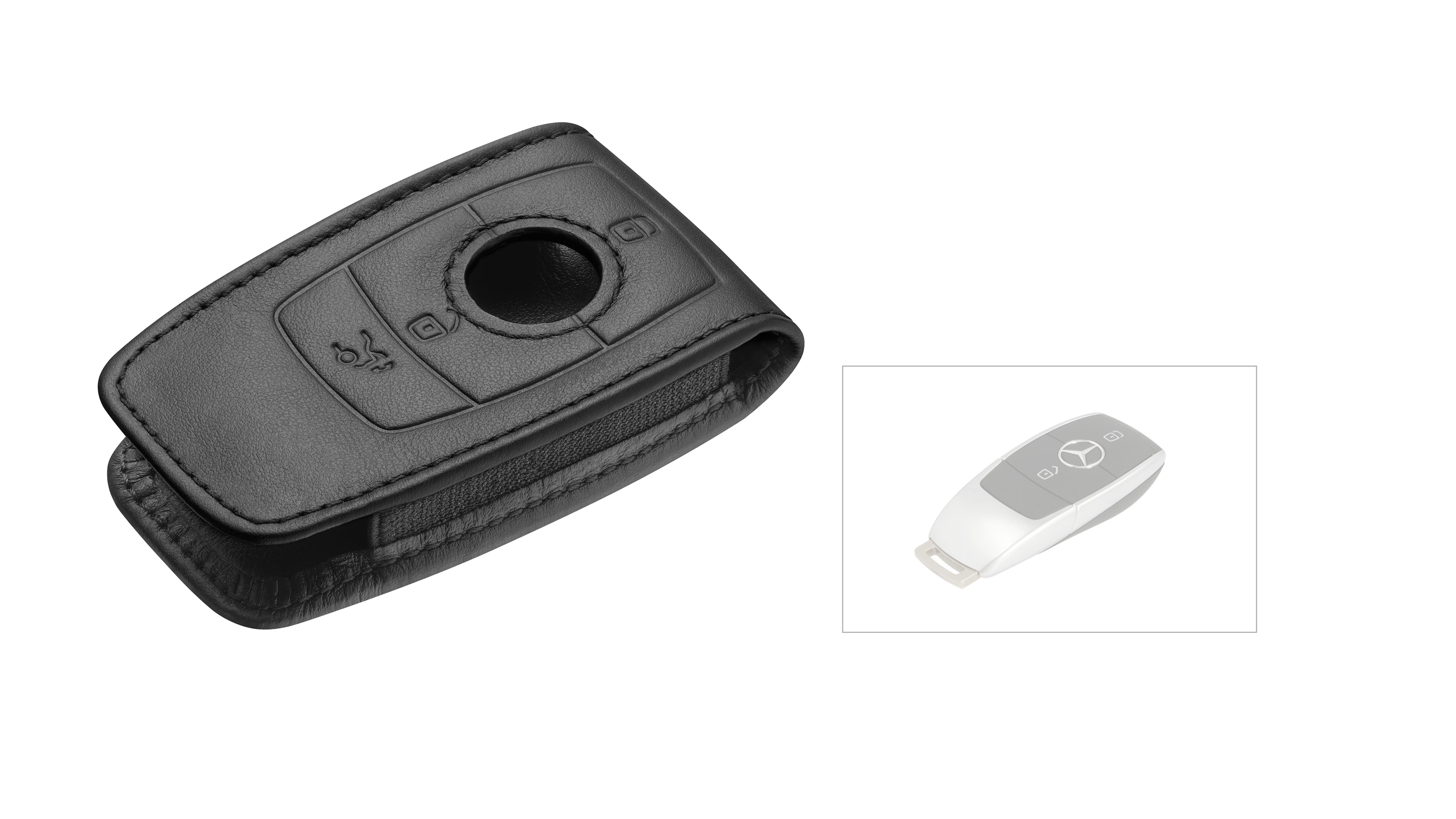 Schlüsselsleeve - schwarz, Rindleder