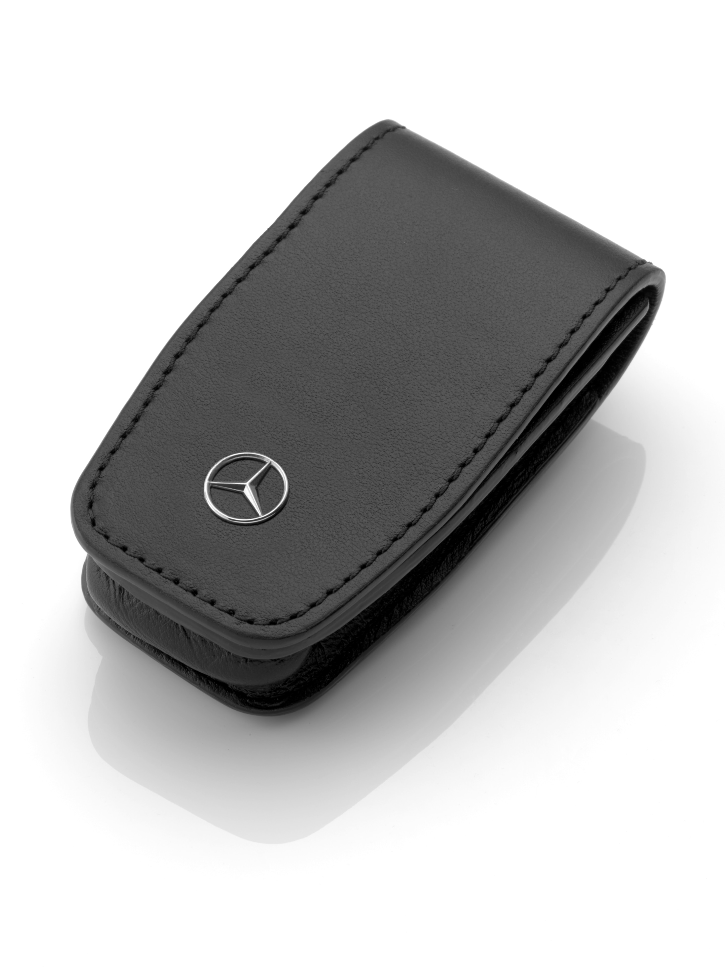 Schlüsseletui - schwarz, Rindleder / Edelstahl