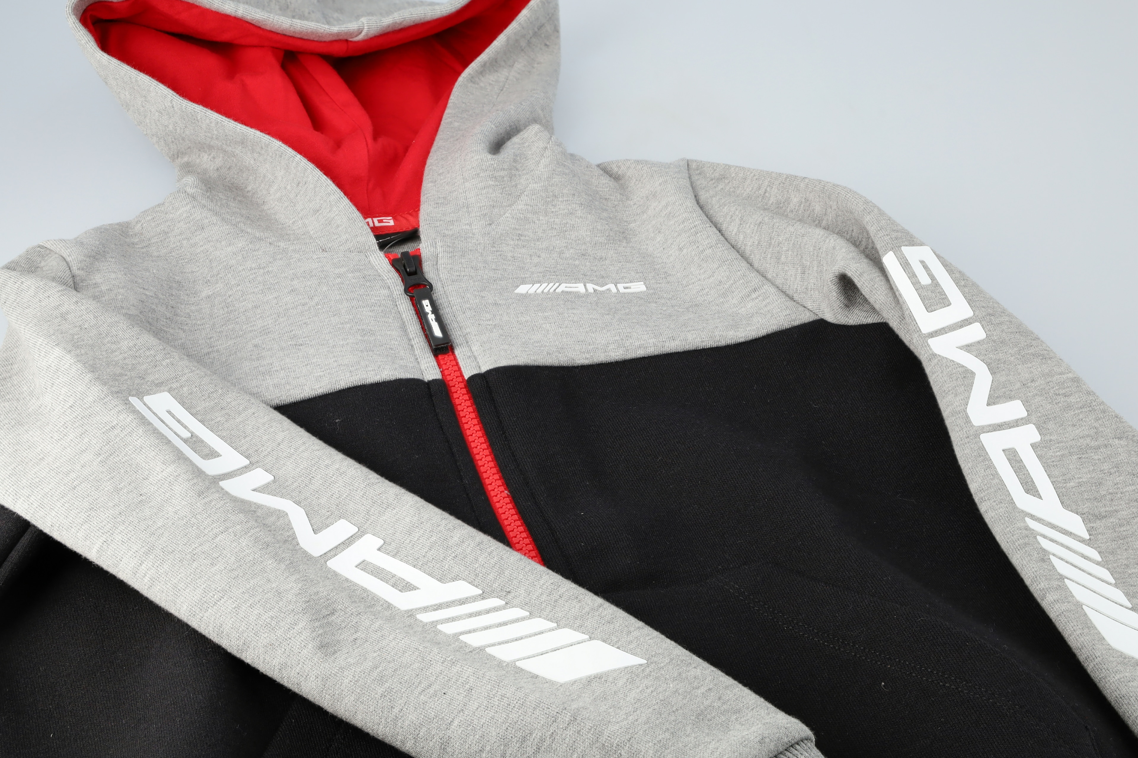 AMG Sweatjacke Kinder - grau / schwarz, 128 / 134