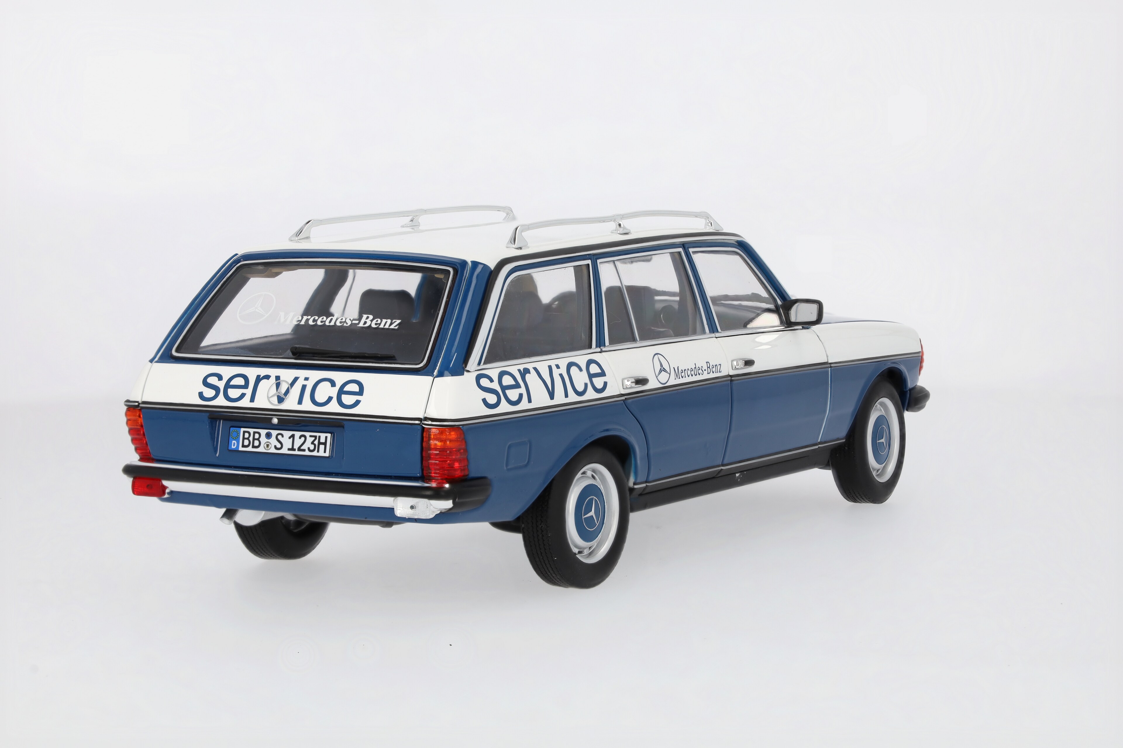 200 kombi S123 (1980-1985), Wózek serwisowy - niebieski, Norev, 1:18