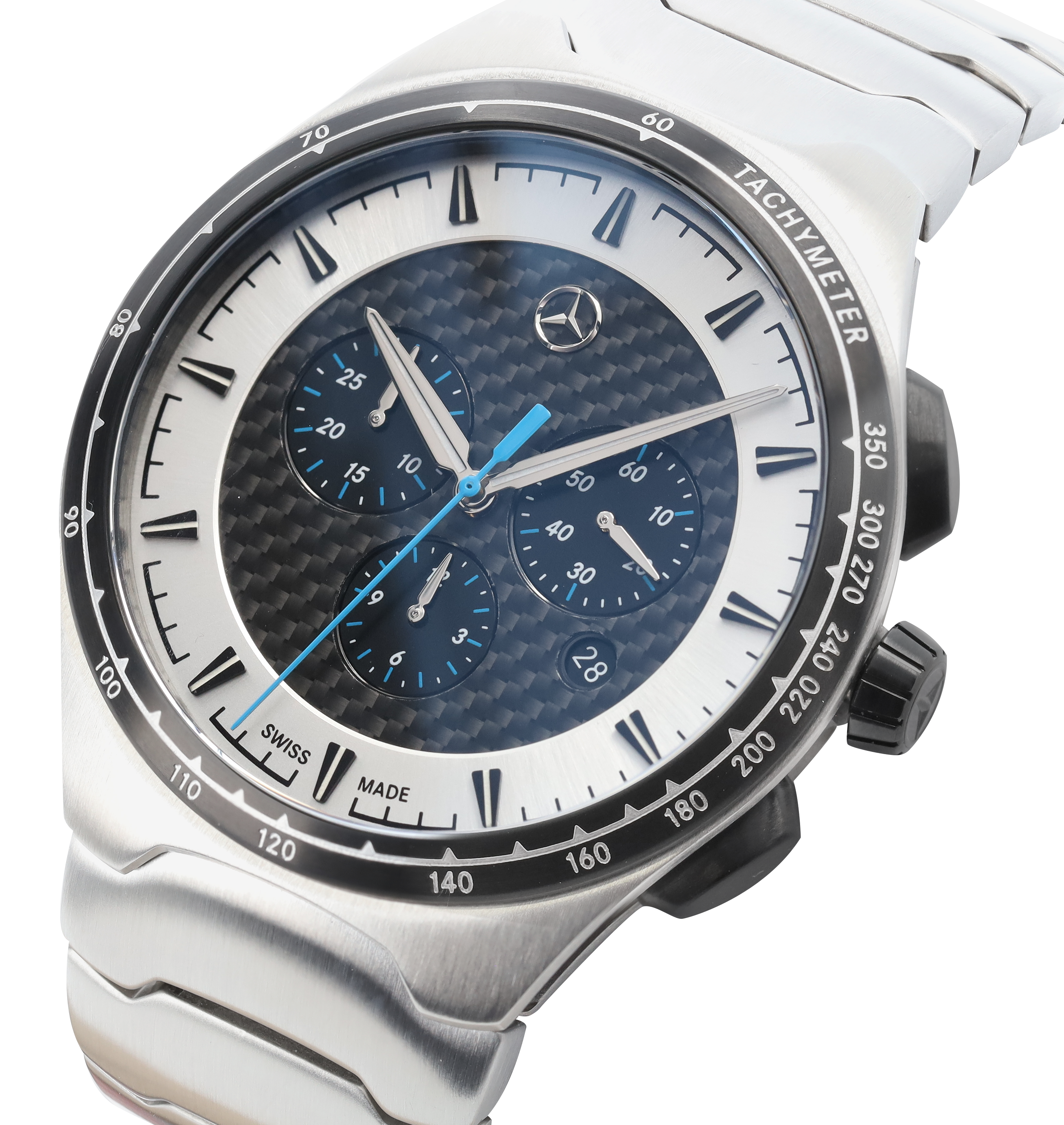 Chronograph Herren, Motorsports - silberfarben / schwarz / blau, Edelstahl / Carbon