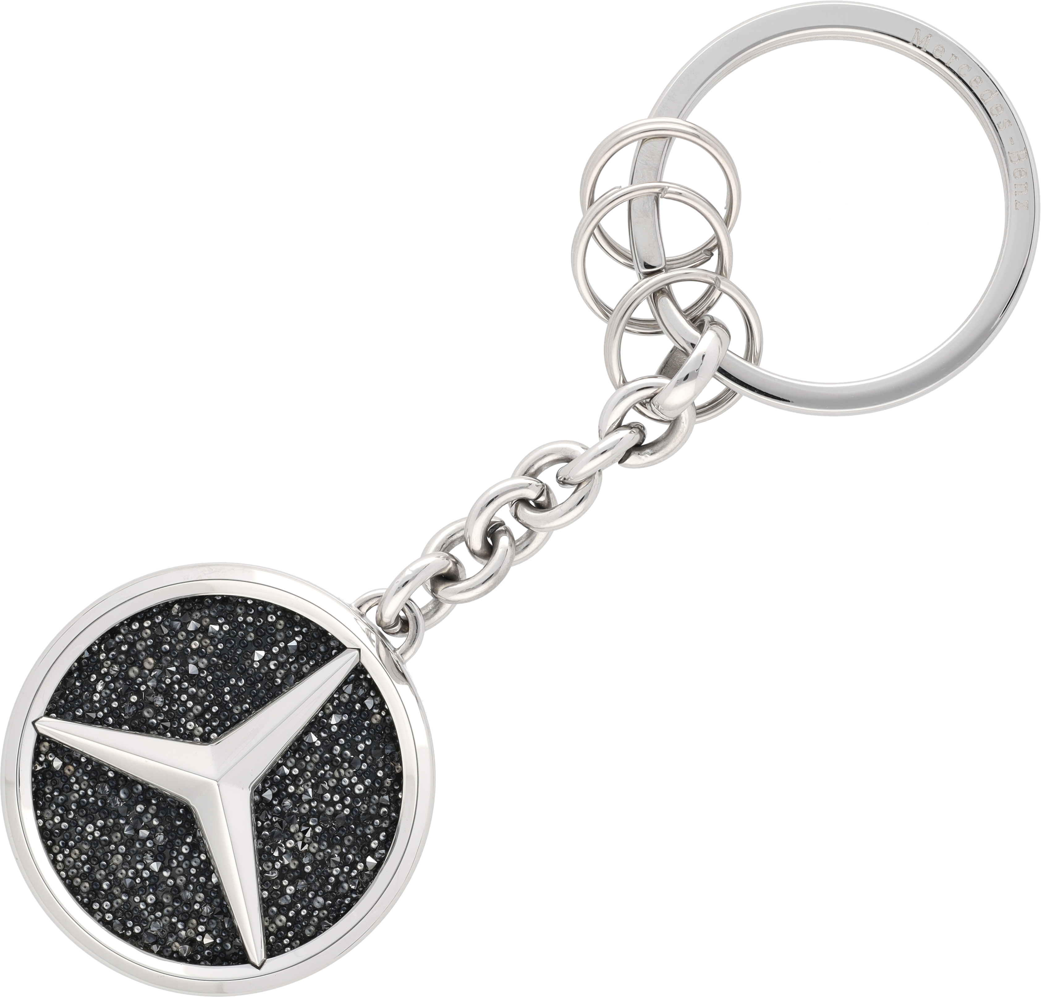 Breloczki do kluczy, St. Tropez - srebrny / czerń, stal nierdzewna / szkło kryształowe, polerowane