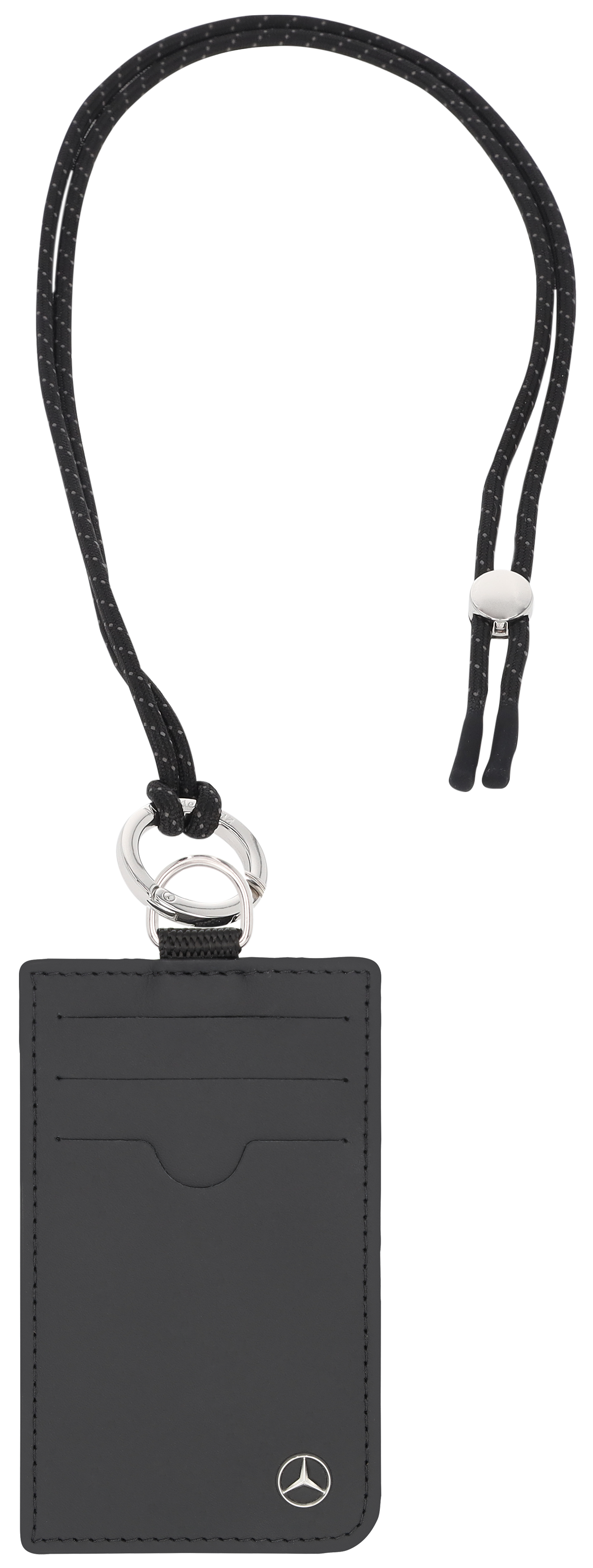 Kreditkartenetui, mit Kordel, Fahrzeugleder - schwarz, Leder