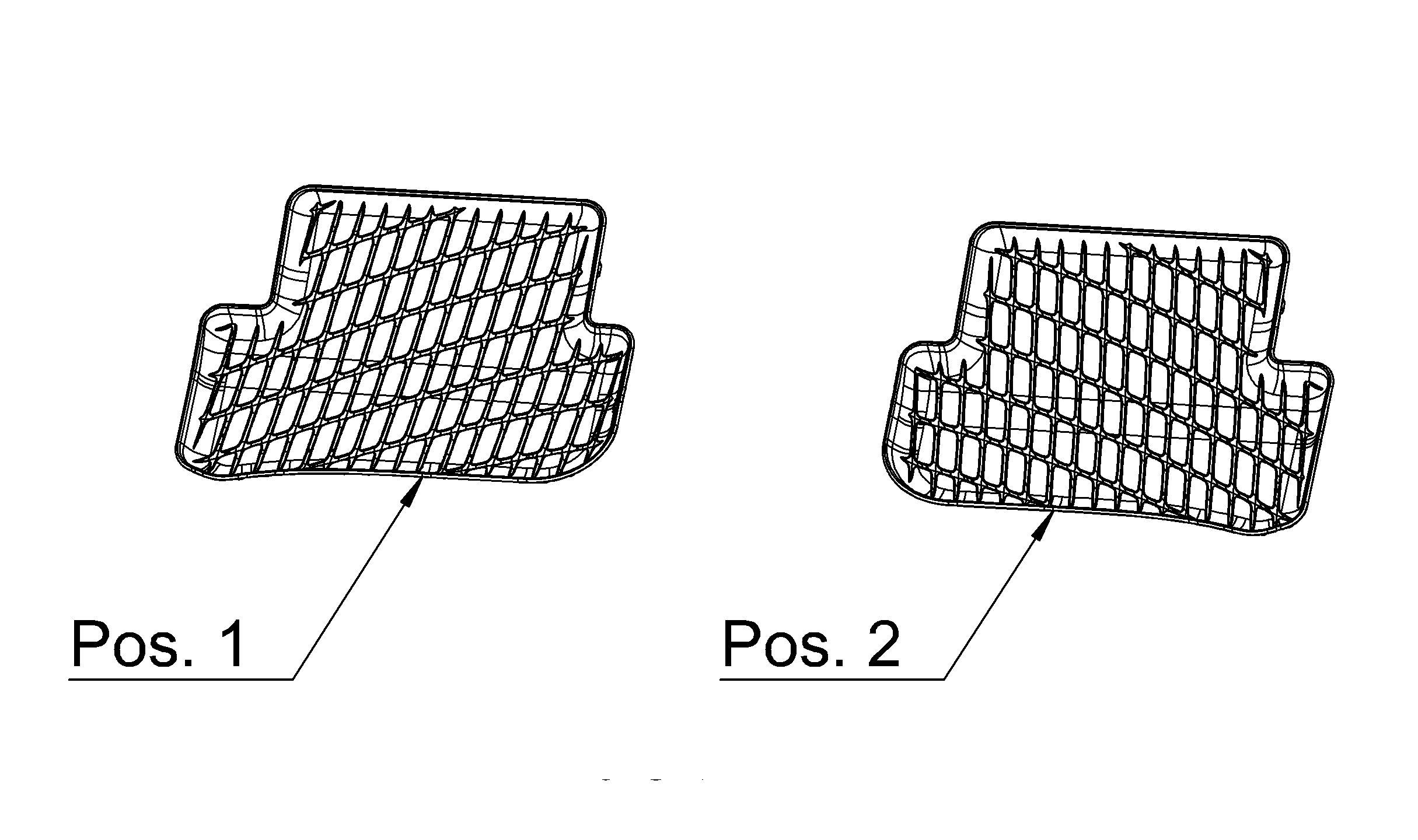 Allwettermatten, Dynamic Squares, Fond, 2-teilig - LL/RL, schwarz