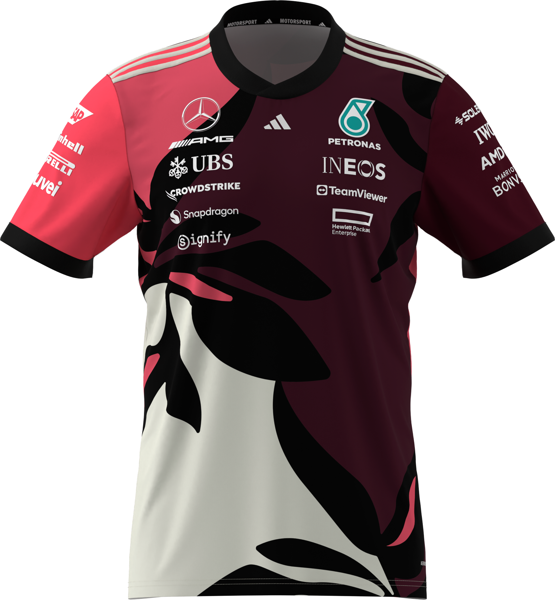 T-shirt męski, Kierowca, Mercedes-AMG F1, Special Edition Miami 2025 - czerwone wino, L