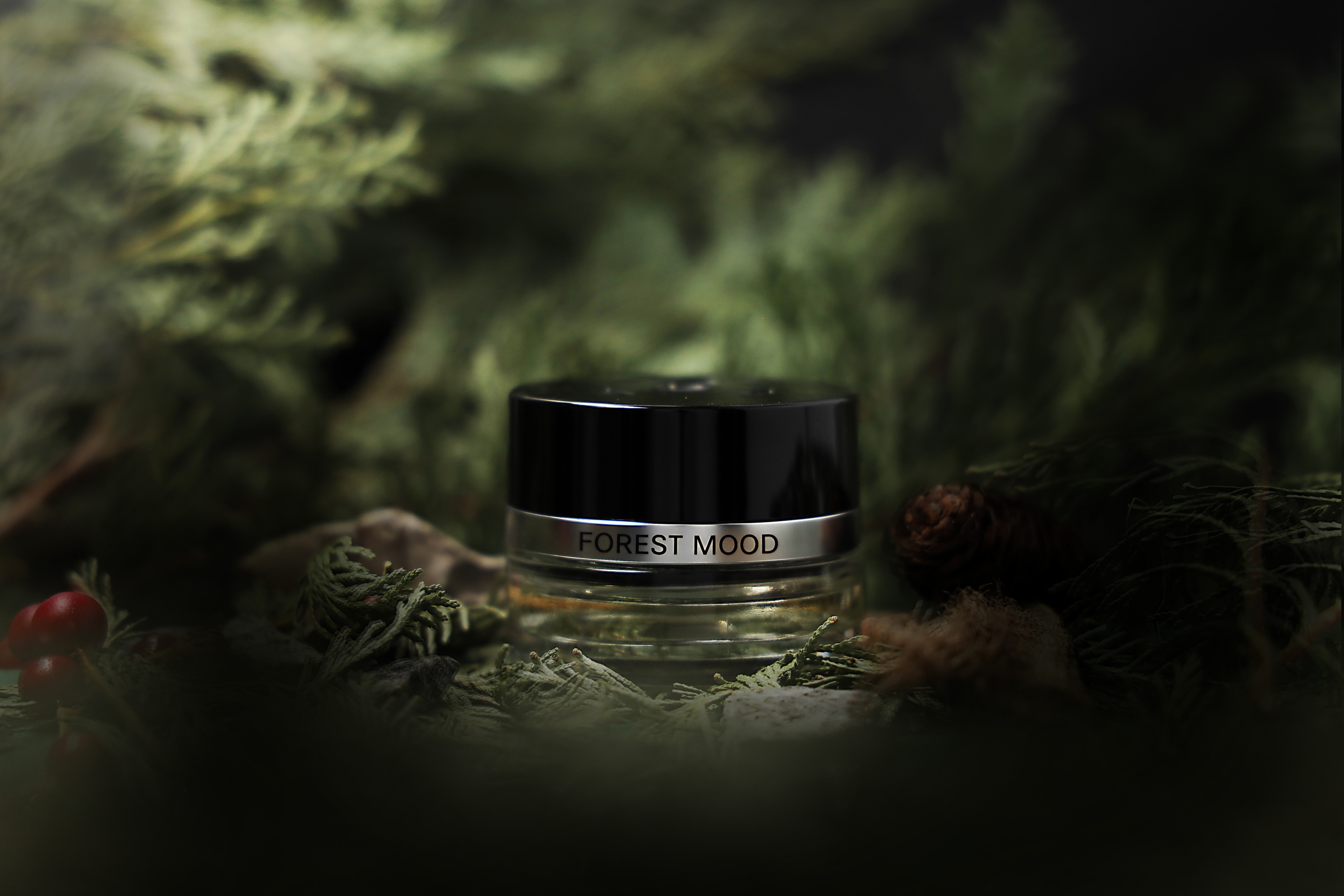 Flakon, FOREST MOOD - przezroczyste / czerń, szkło, 15 ml