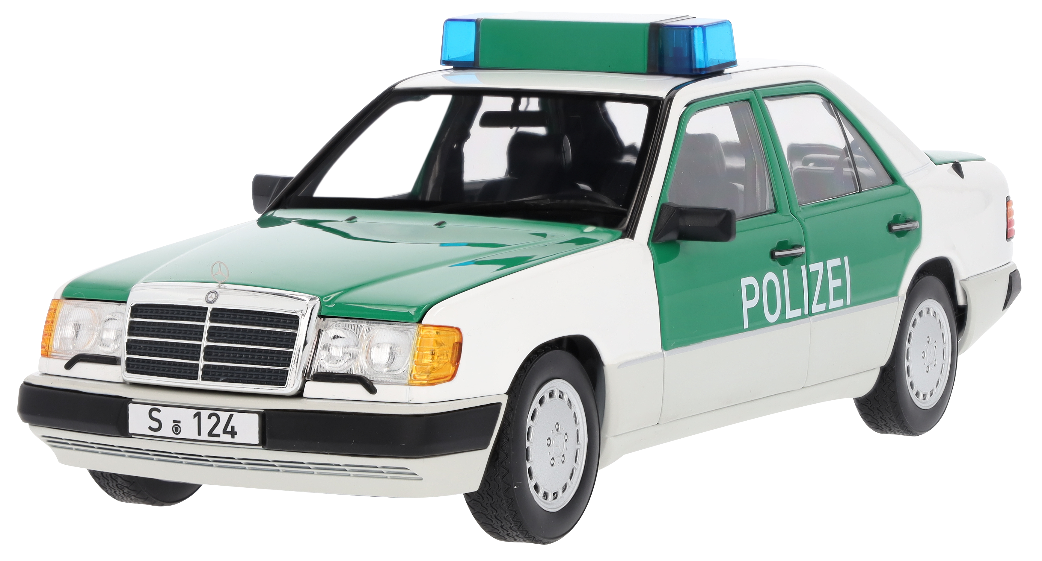 230 E W 124 (1989-1993), Limousine, Polizei - weiß / grün, Norev, 1:18