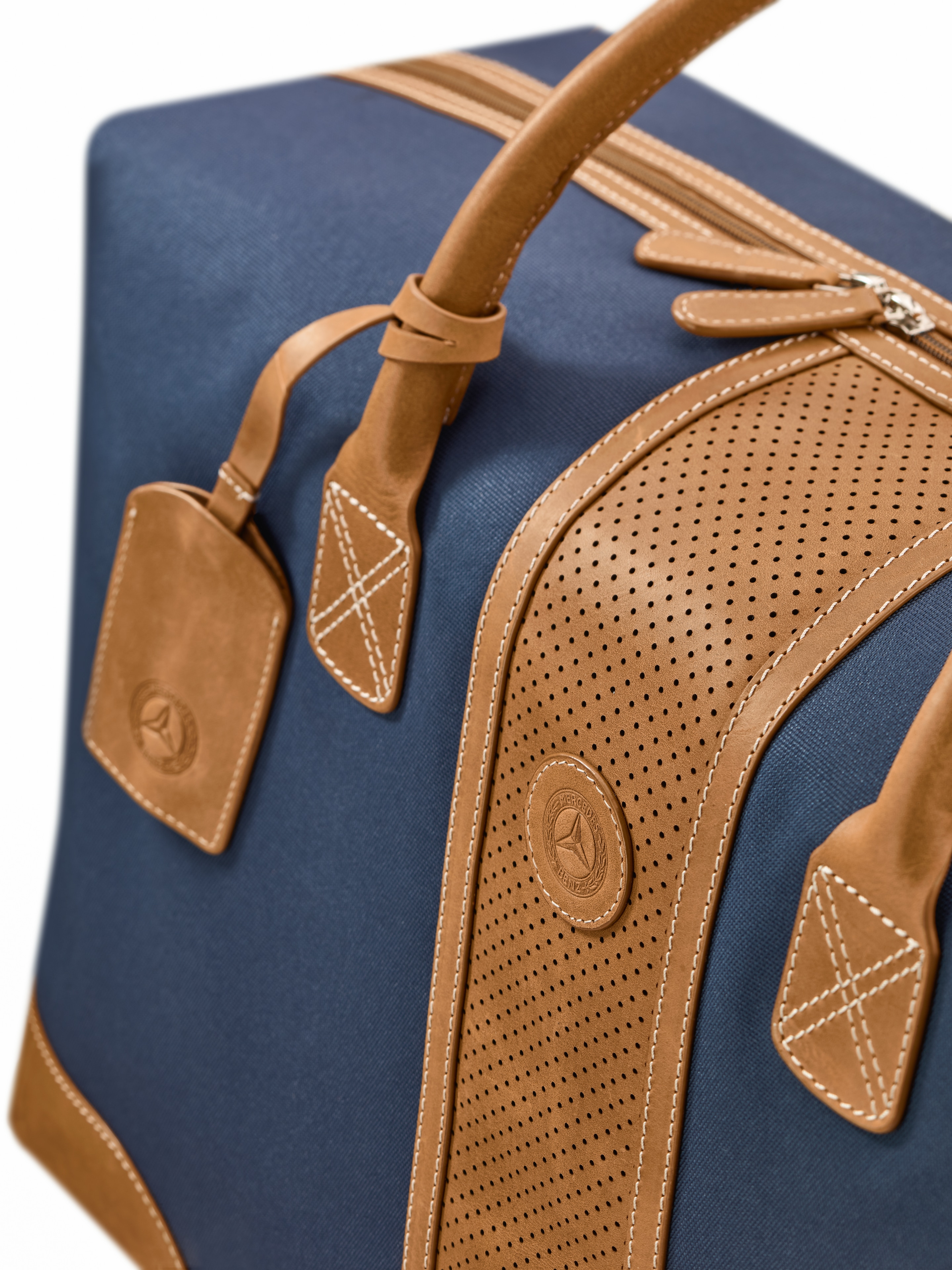 Weekender - blau / cognac, Polyester (recycelt)