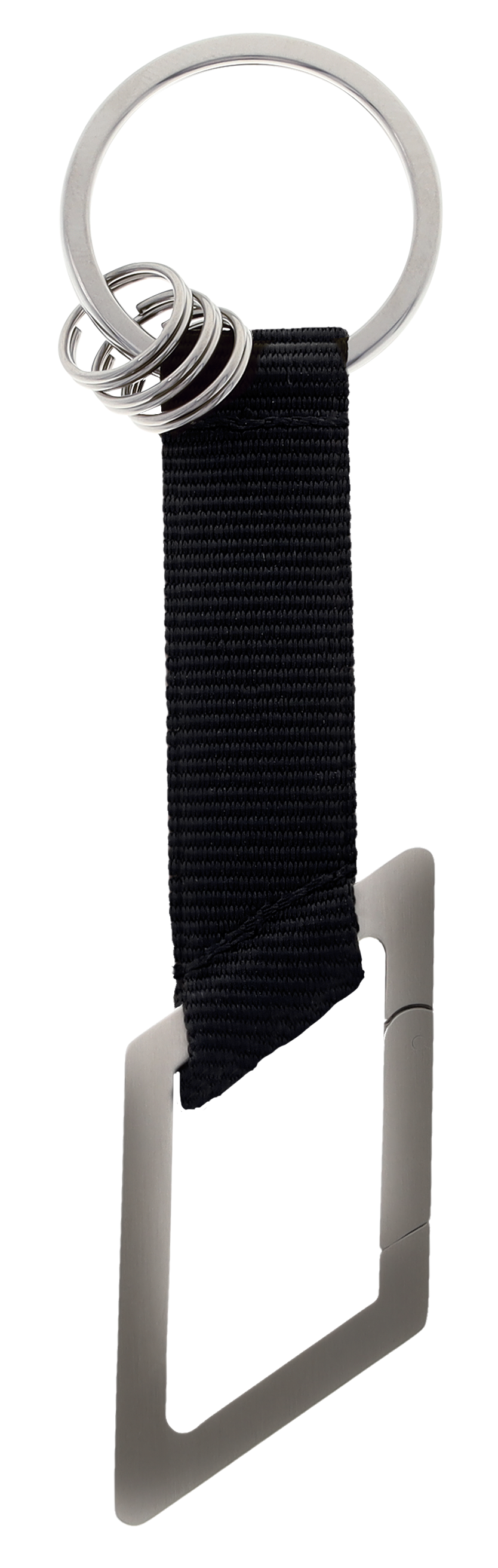 AMG Schlüsselanhänger, Karabiner - silberfarben / schwarz / weiß, Edelstahl / Nylon, gebürstet