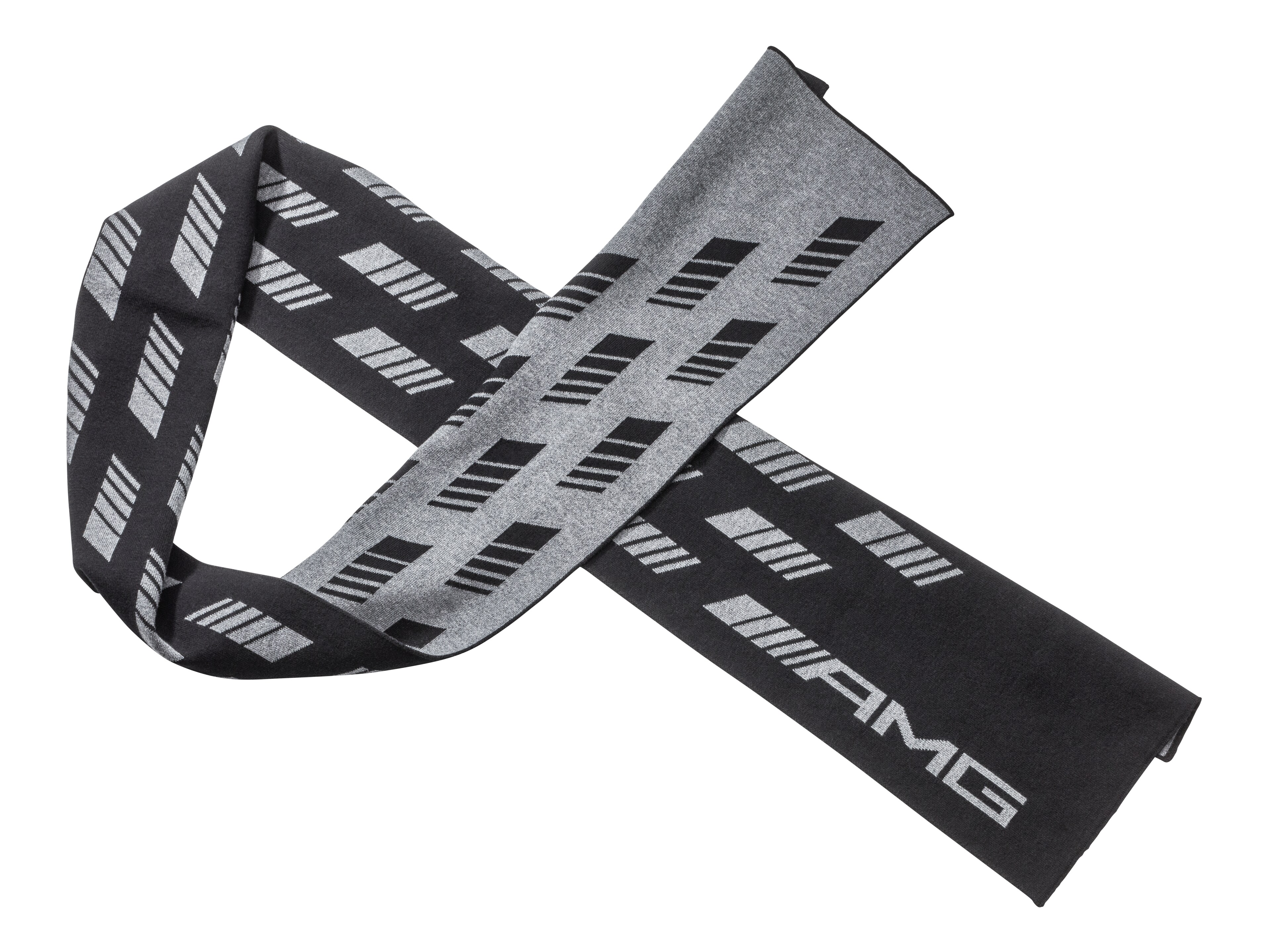 AMG Strickschal, Unisex - schwarz, Baumwolle (Bio) / Wolle (Merinowolle) / Polyamid