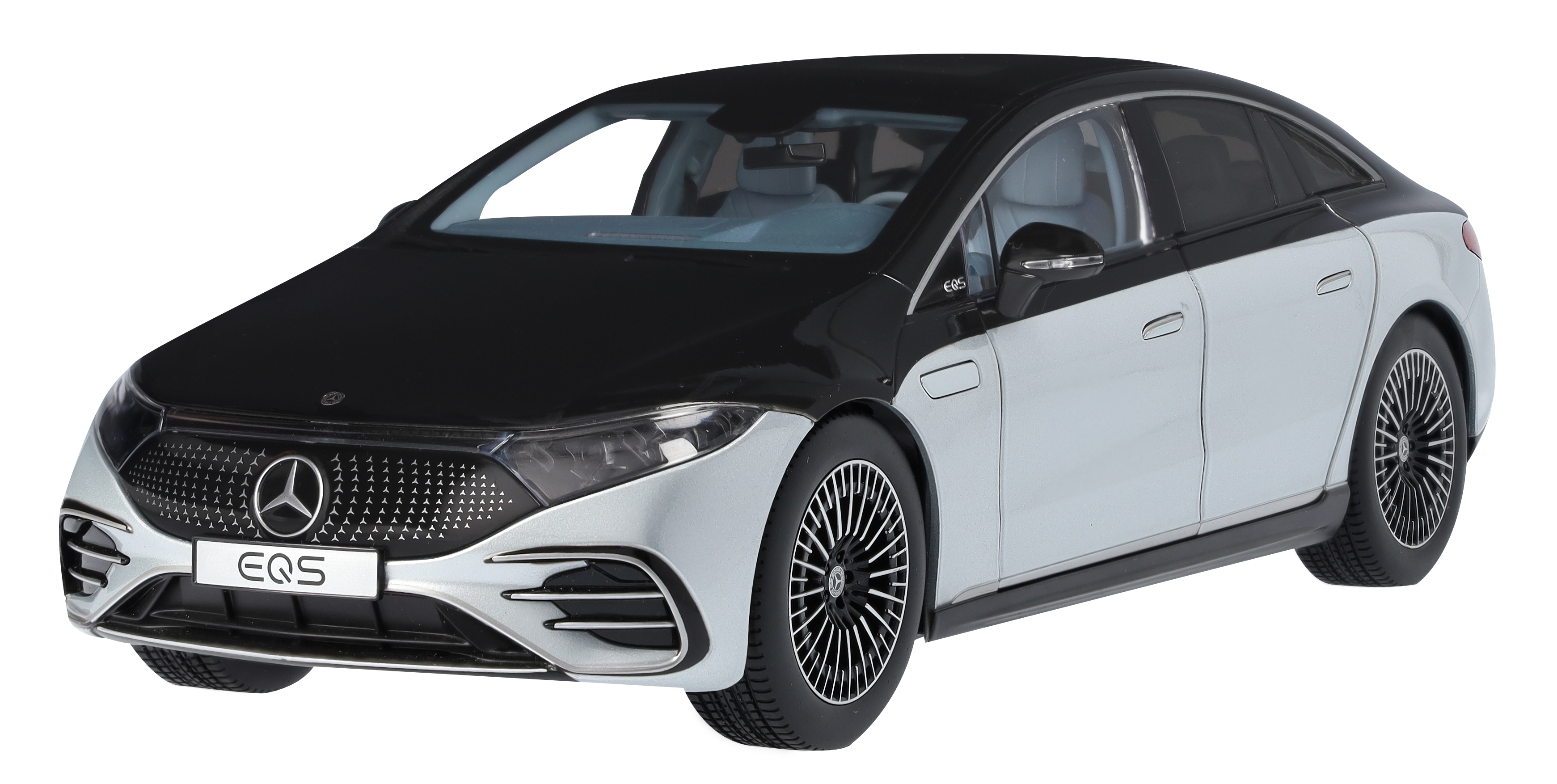EQS, Limousine, AMG Line, V297, mit Beleuchtung - obsidianschwarz / hightechsilber, NZG, 1:18